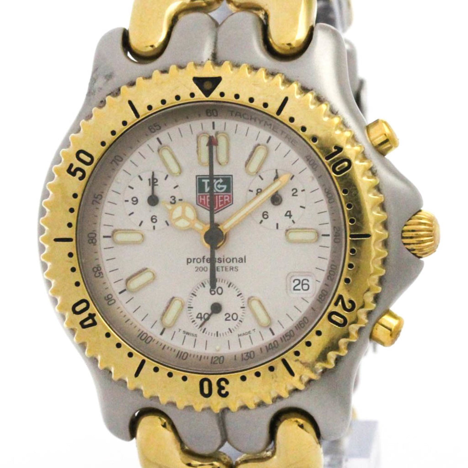 TAG HEUER Sel Chronograph Gold Plated Steel Mens Watch S35.006 Polished