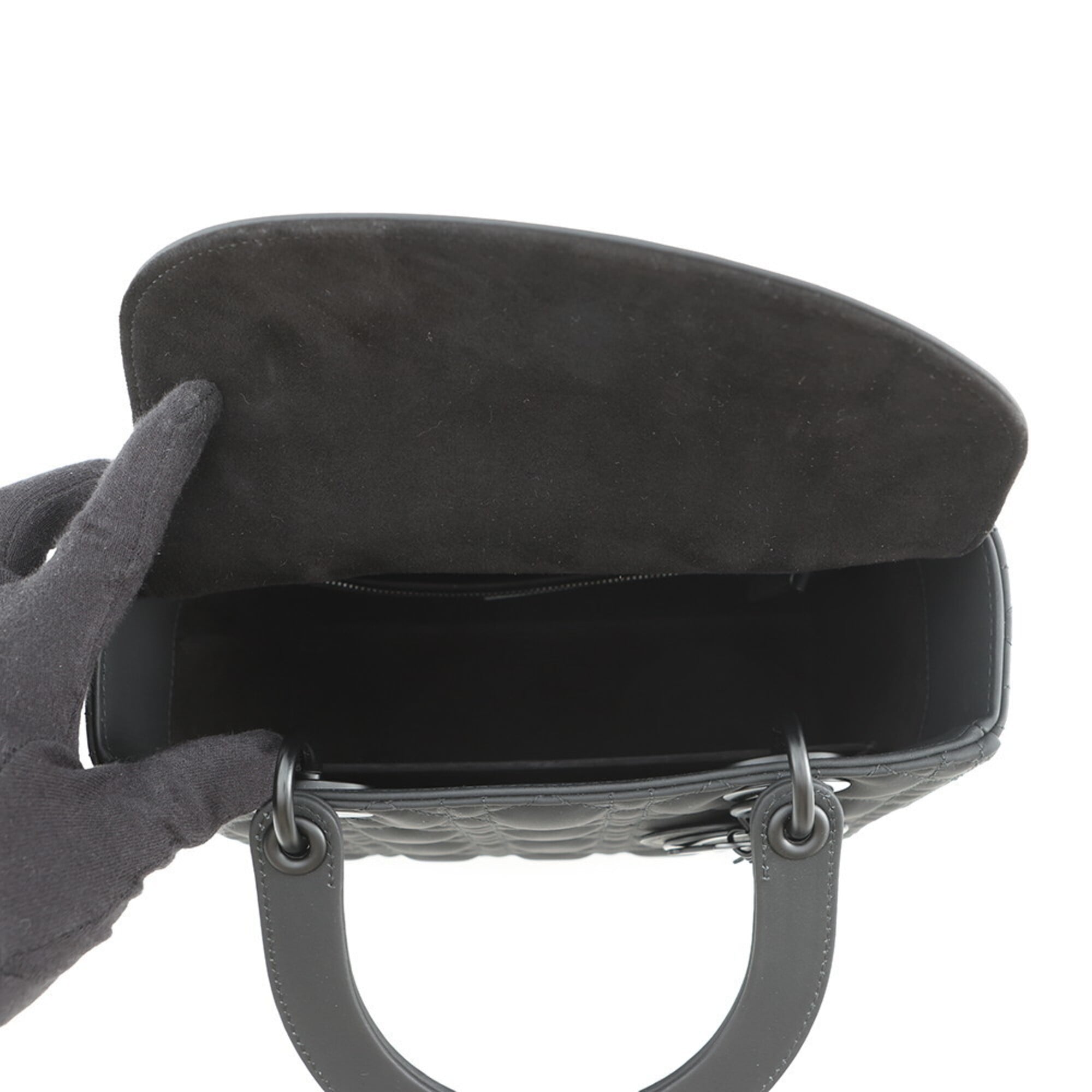 Christian Dior Lady Medium Ultra Matte Calfskin Handbag M0565SLOI_M989 2-way Shoulder Bag Black Women's — Like New