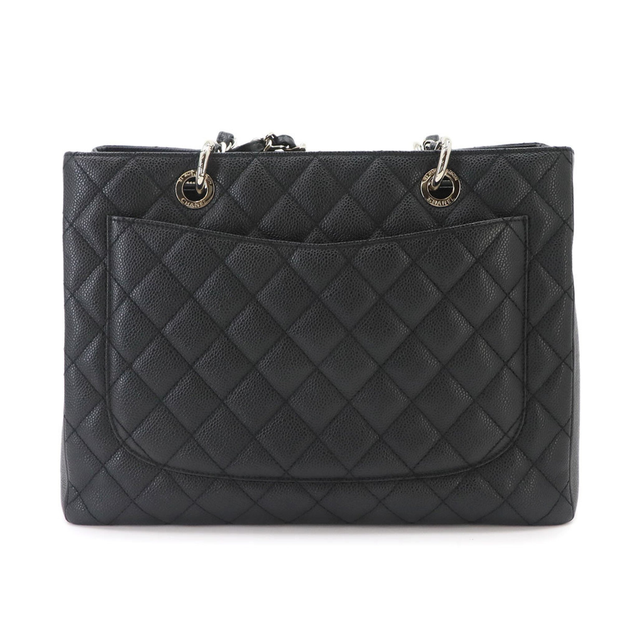 Chanel Matelasse Grand Chain Tote Handbag GST Caviar Leather Black A50995 — Like New