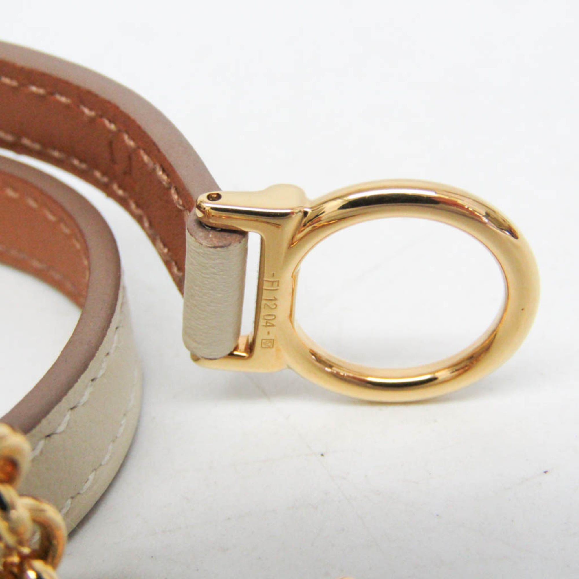 Hermes Croisière Double Tour Metal,Swift Leather Wrap Bracelet Off-white,Yellow Gold — Like New