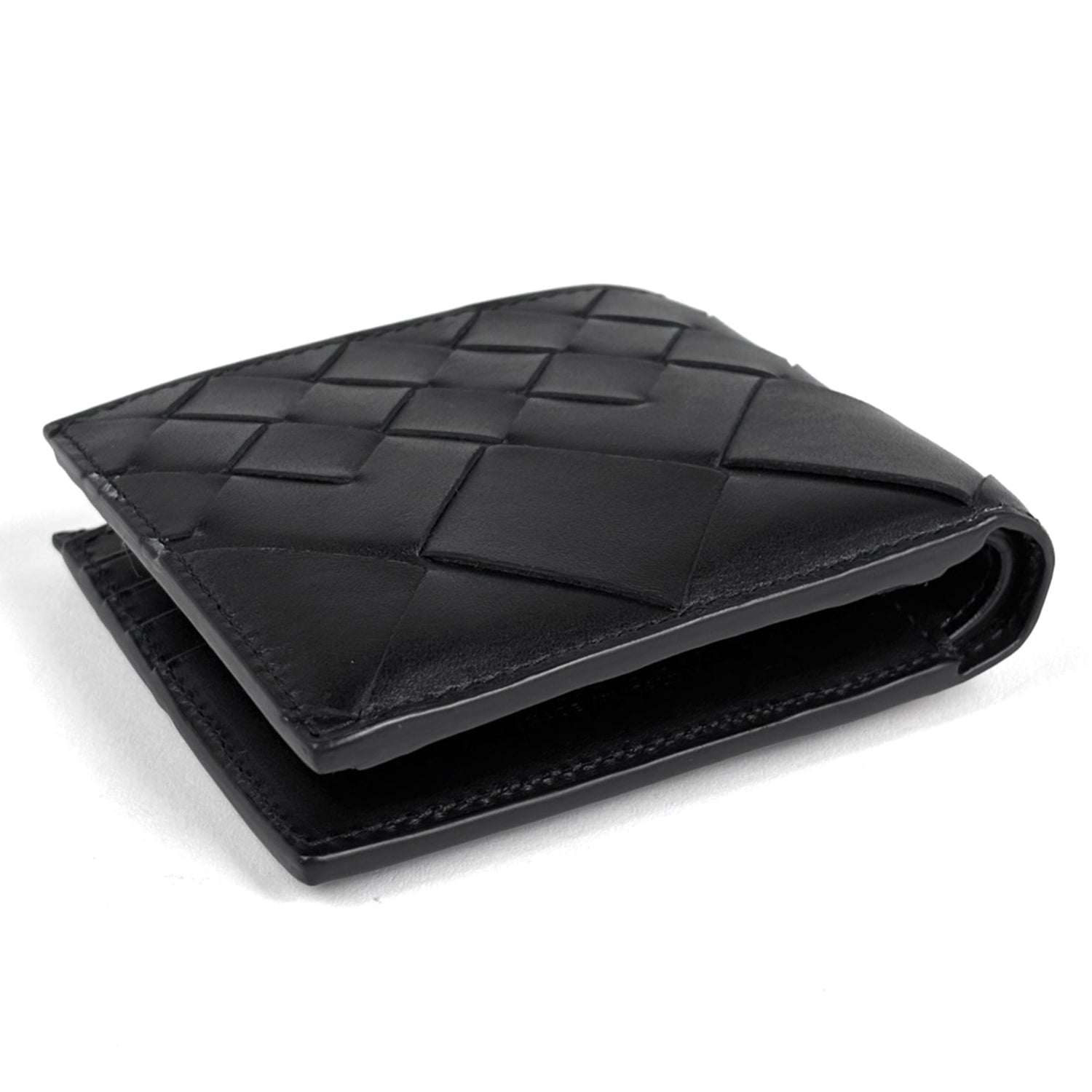 Bottega Veneta Intrecciato Bi-fold Wallet with Coin Purse, Leather, Black, Men's