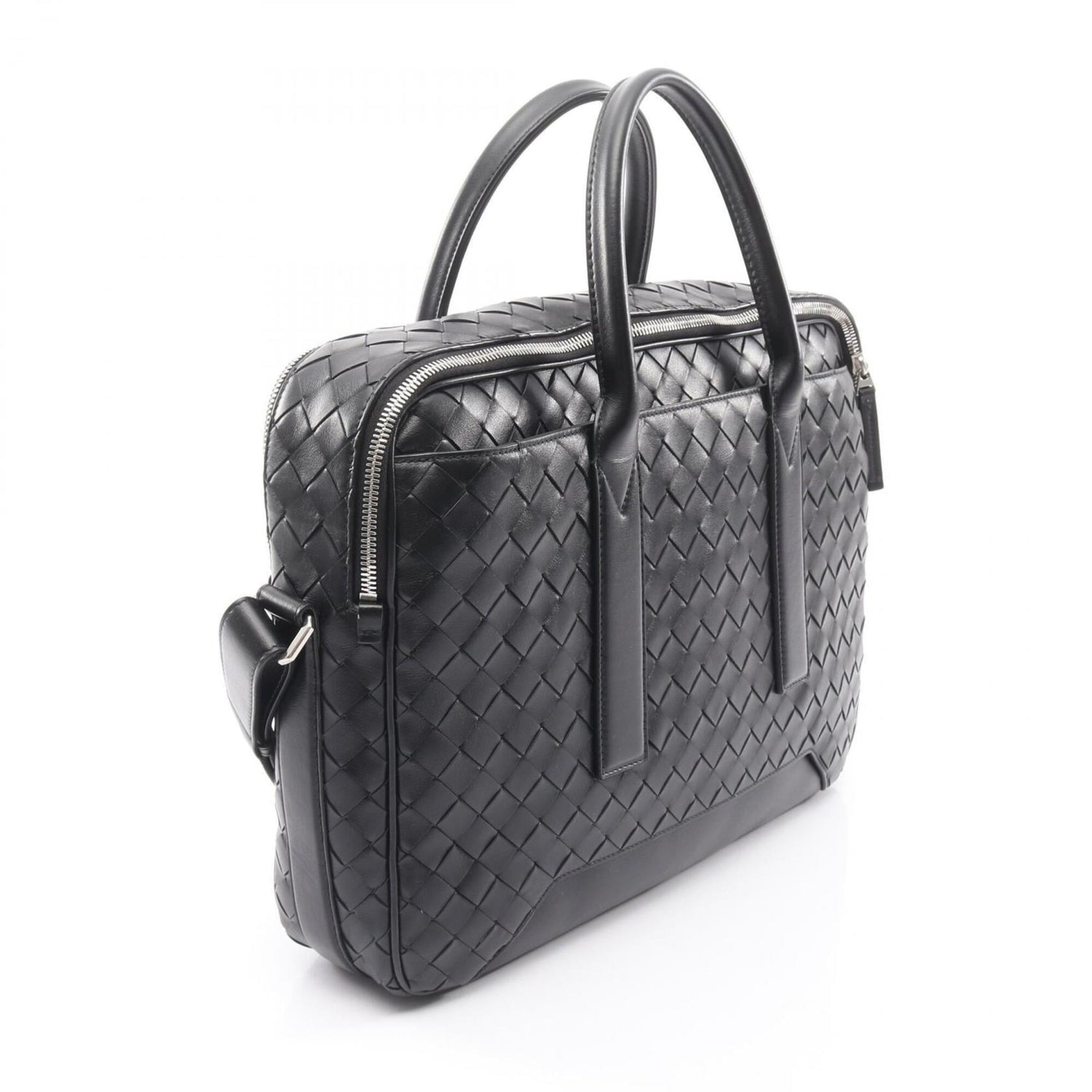 Bottega Veneta Getaway Intrecciato 2-Way Briefcase Handbag Leather Men's Black 766361 V2HL1