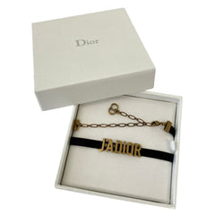 Christian Dior J'A DIOR Logo Choker Necklace, Gold Color, Women's — Like New