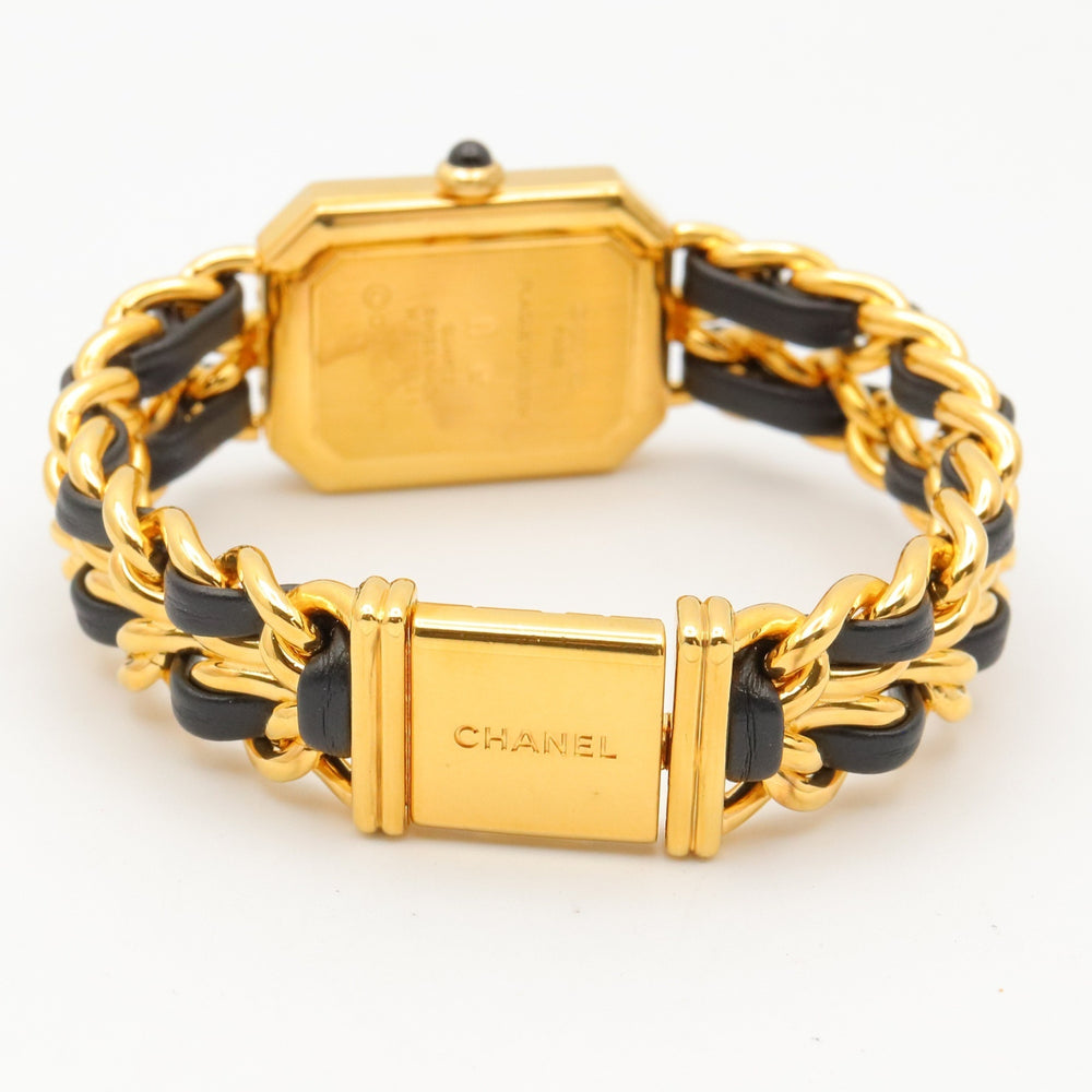 Chanel CHANEL Première S Watch, Gold Plated (GP), Leather Strap, Women's, Black, H0001 — Very Good