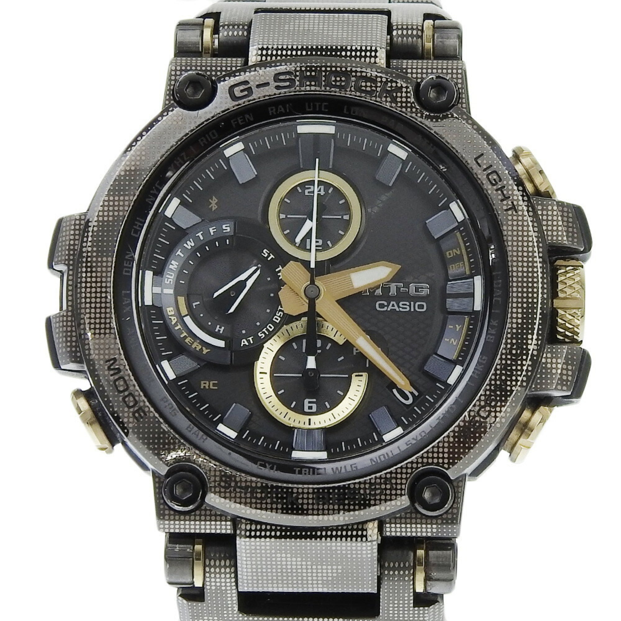 CASIO G-Shock MTG B1000 DCM 1AJF Black Dial Watch Metal SS Radio Solar 48mm Men's — Very Good