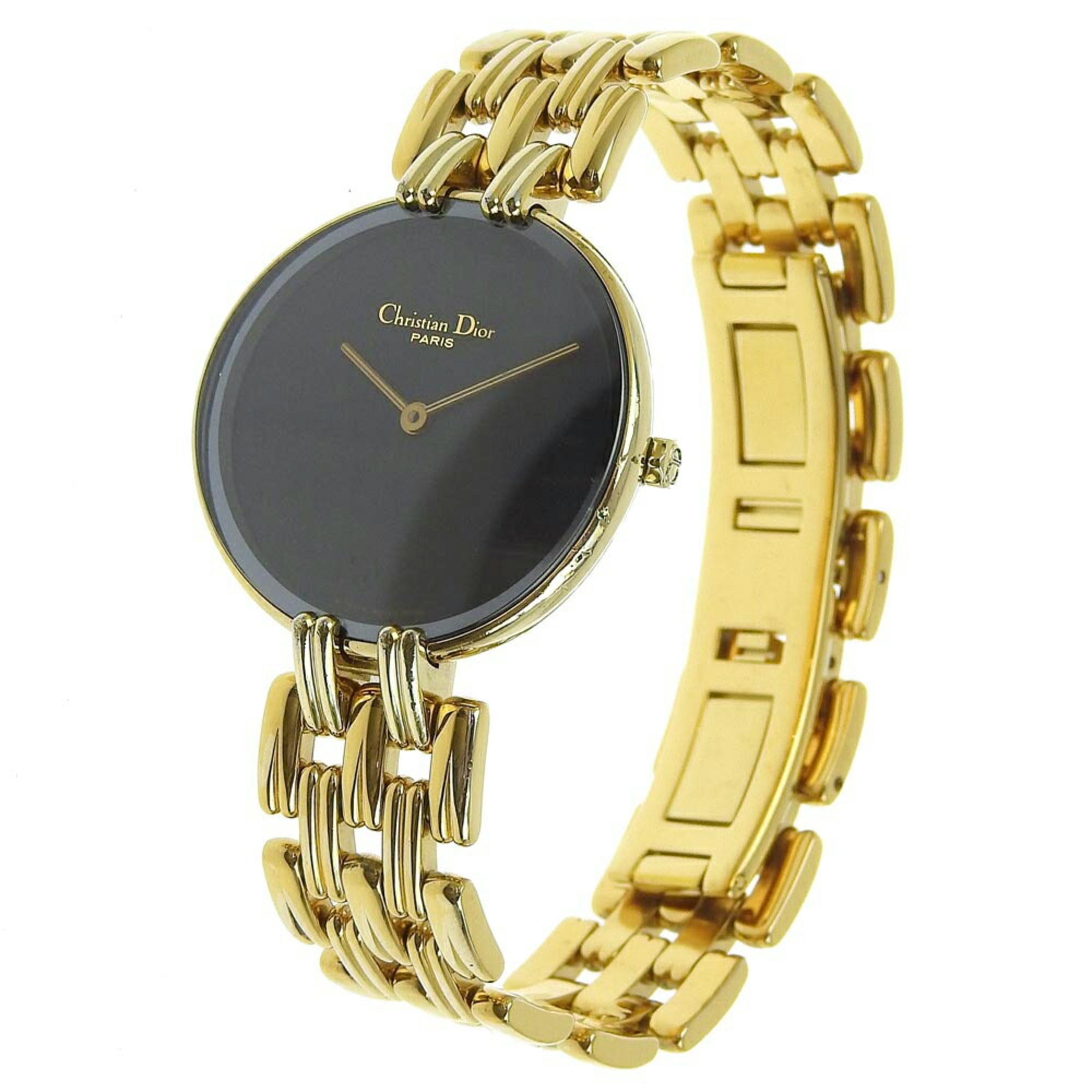 Christian Dior Bakira Watch D46-154-4 Gold Plated Quartz Analog Display Black Dial Women's I120224009 — Good