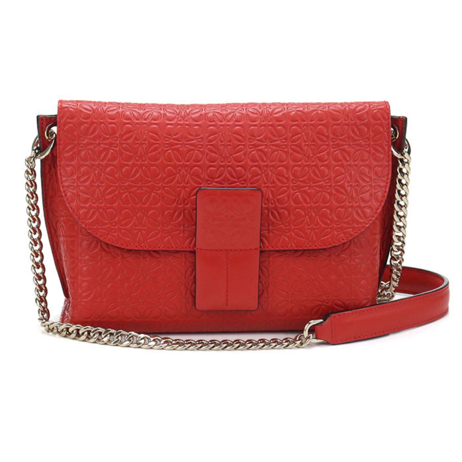LOEWE (Loewe) Crossbody Shoulder Bag, Chain Strap, Anagram, Women's, Red