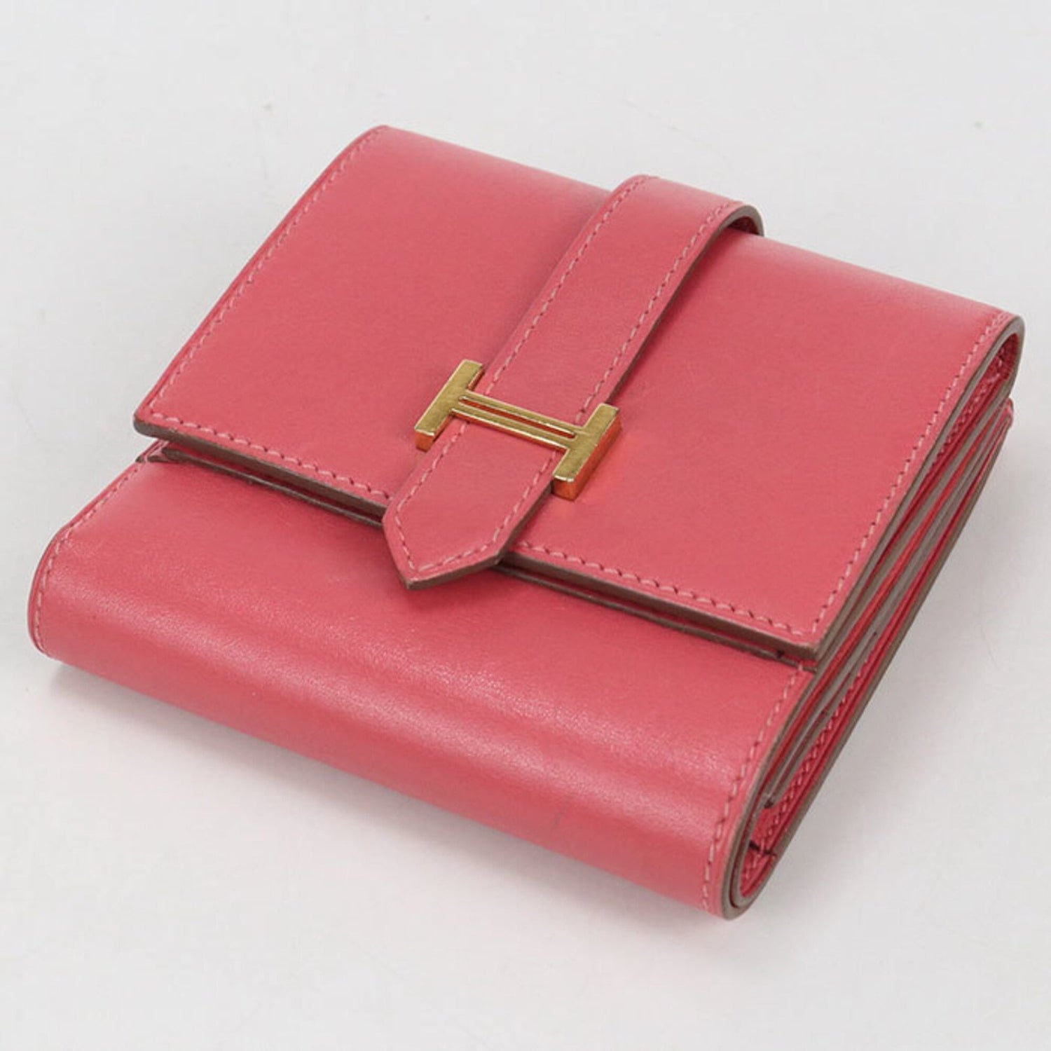 HERMES Bearn Recto Verso Bi-fold Wallet, □R stamp, Women's, Pink