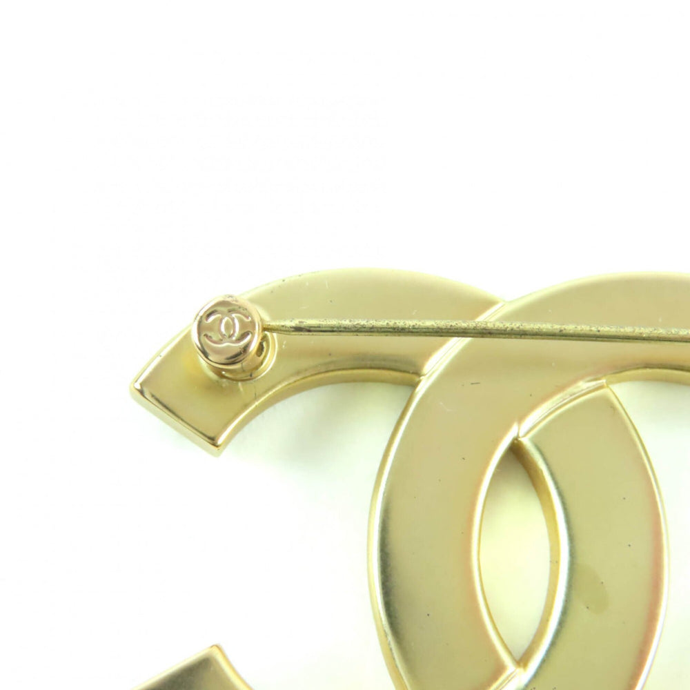 CHANEL A21C Coco Mark Rhinestone Brooch, Gold, with Box and Dust Bag, Made in France, Women's — Like New