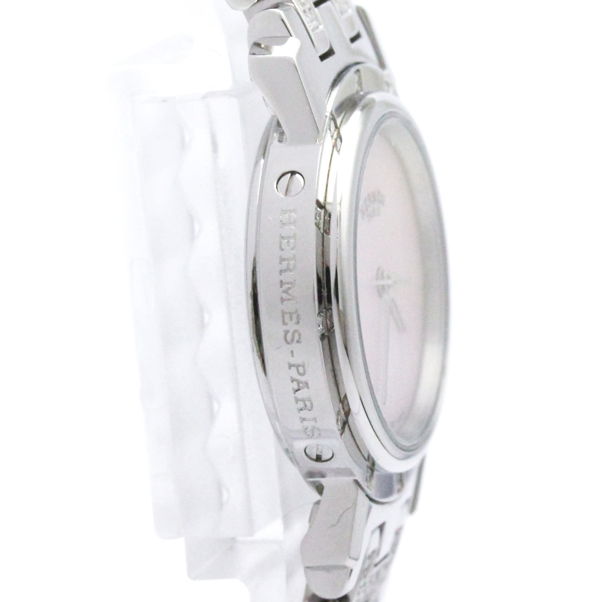 HERMES Clipper Diamond Pink MOP Quartz Ladies Watch CL4.230 Polished — Very Good