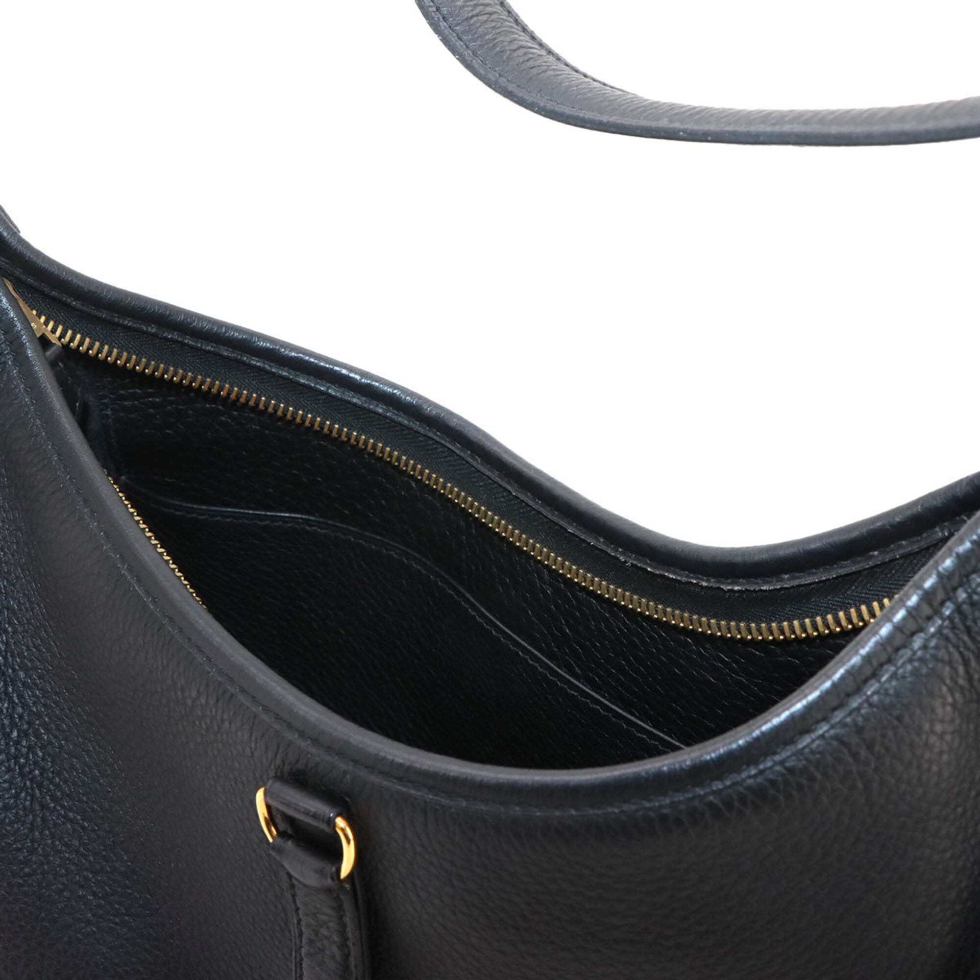 Hermes Trim 31 Shoulder Handbag, Taurillon Clemence Leather, Black, □F Stamp, Gold Hardware — Like New