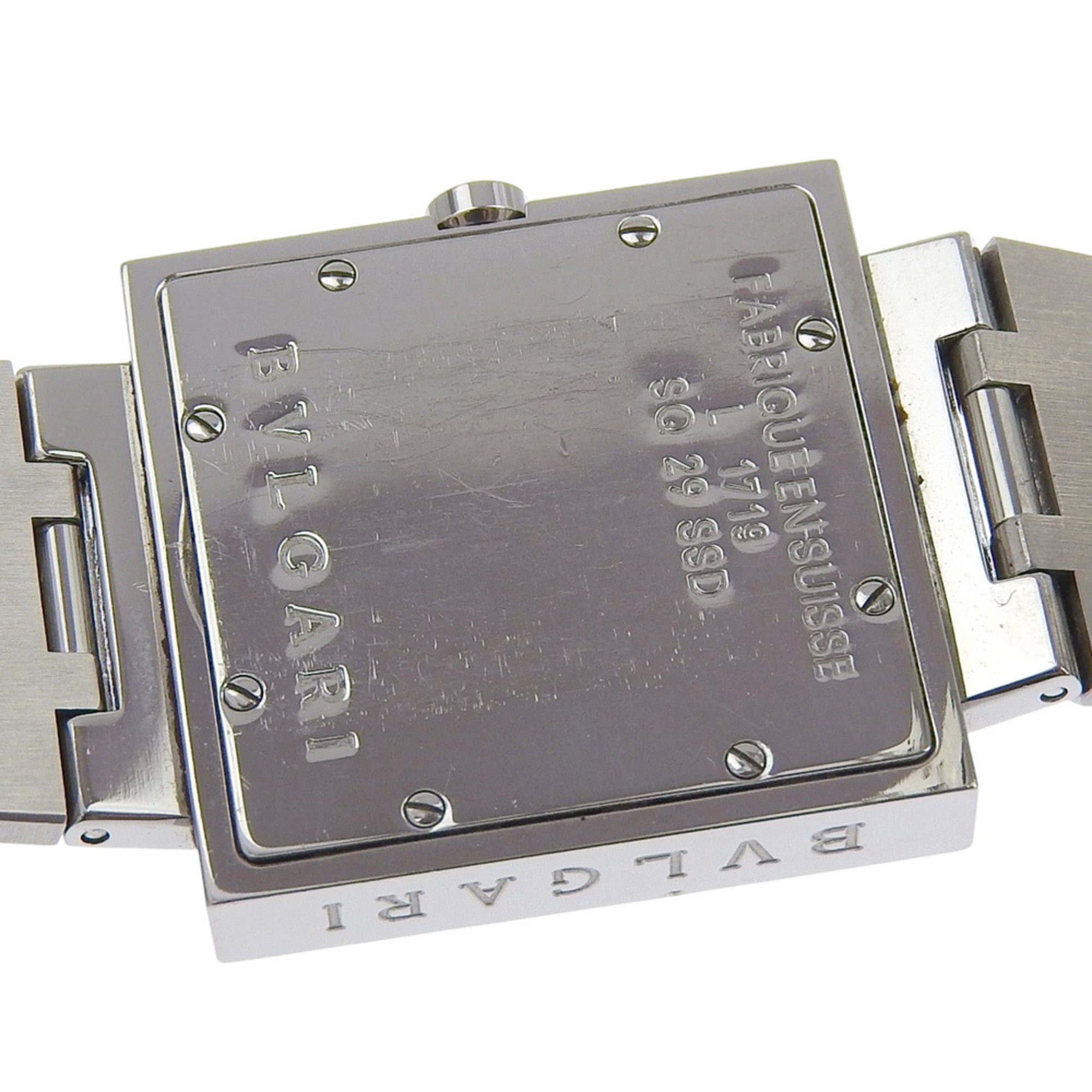 BVLGARI Quadrado Watch SQ29SSD Stainless Steel Quartz Analog Display Black Dial Unisex — Good