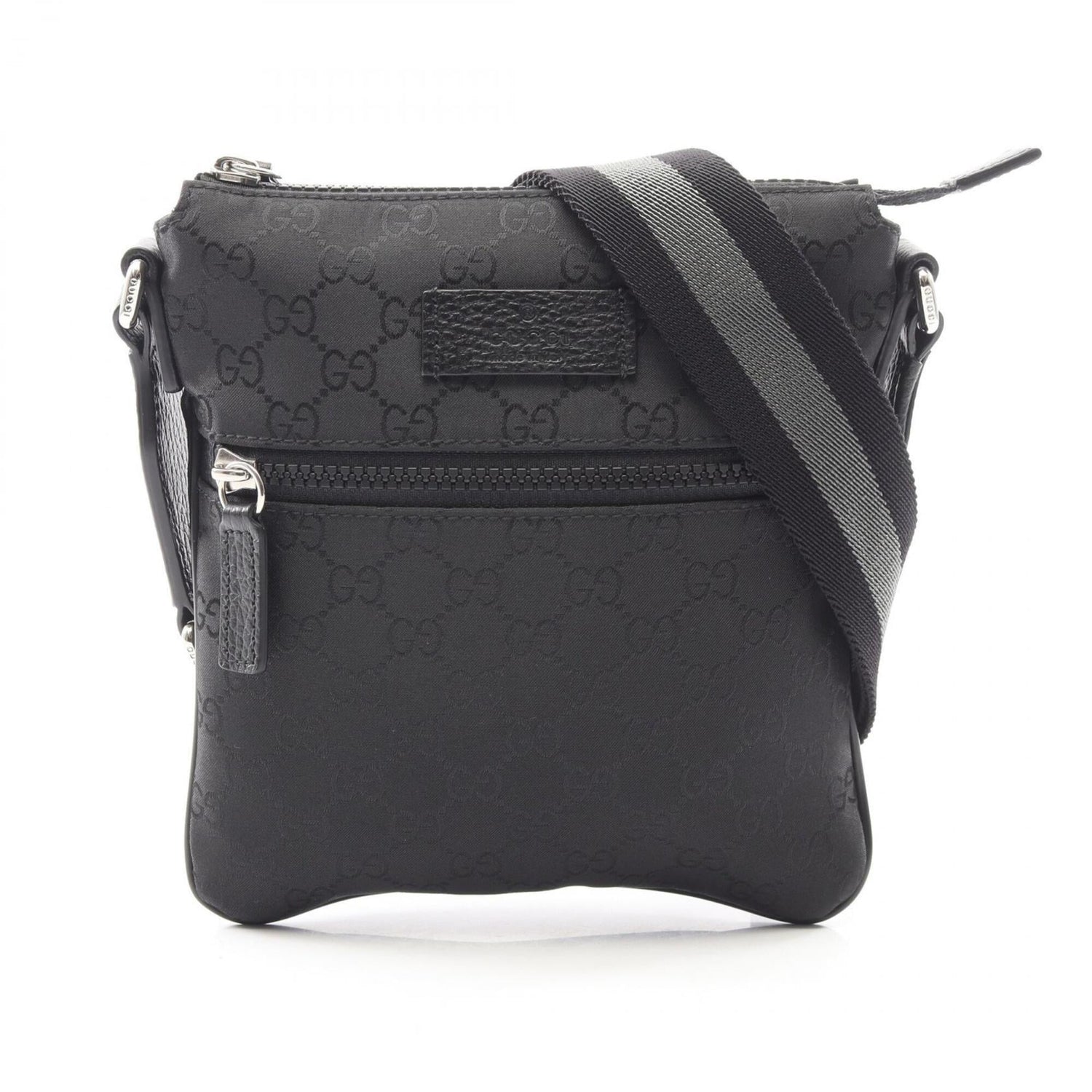 Gucci GG pattern shoulder bag/handbag, nylon and leather, men's women's, black, 449183
