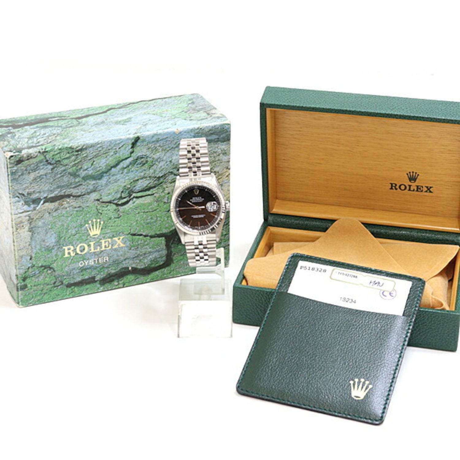 Rolex Datejust 16264 P-serial (2000 model), black dial, automatic winding.