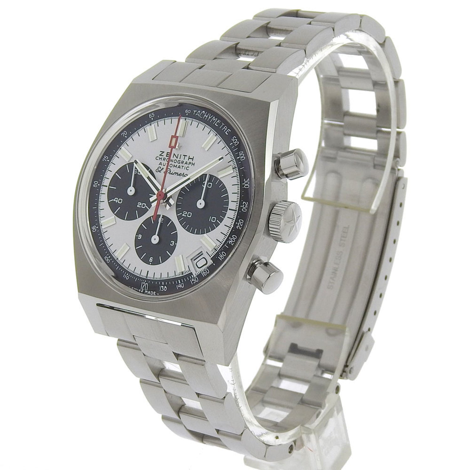 Zenith Chronomaster Revival El Primero Watch 50th Anniversary Limited Edition Model 03.A384.400 Stainless Steel Automatic Chronograph White Dial Men's
