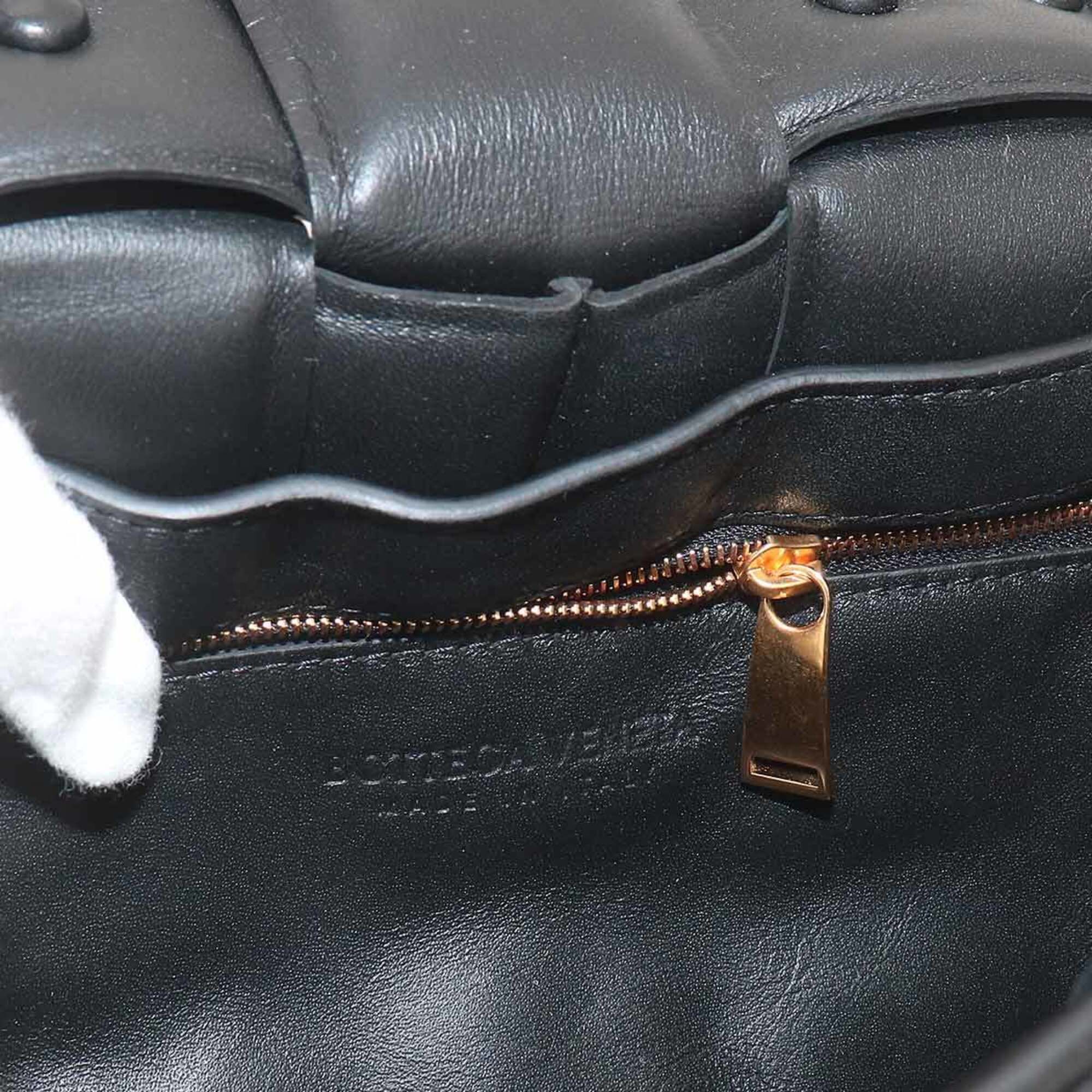 Bottega Veneta Intrecciato Chain Cassette 2-way Hand/Shoulder Handbag Leather Black 631421 — New - Store Return
