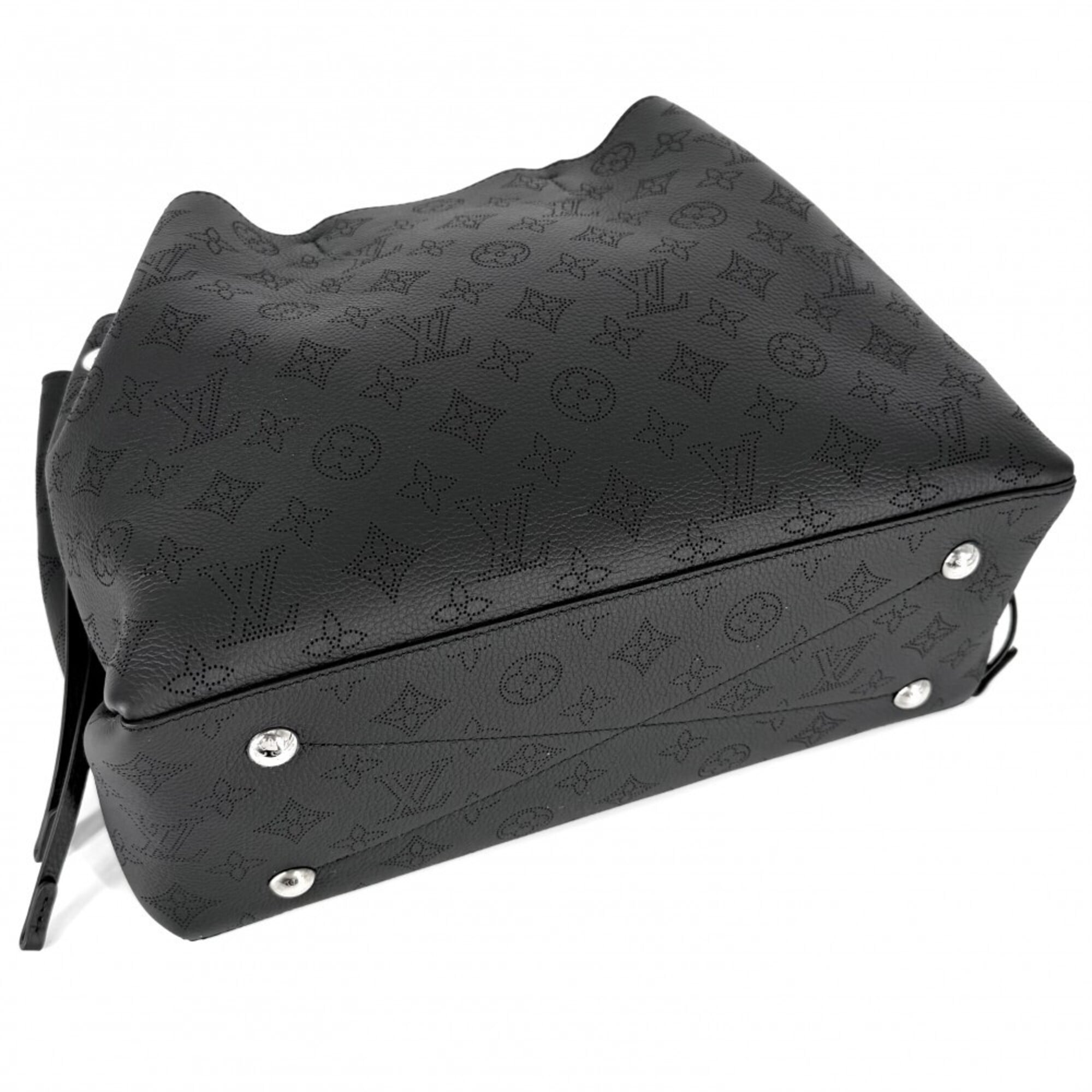 Louis Vuitton Women's Monogram Mahina Bella Tote Handbag Shoulder Bag Crossbody Black LOUIS VUITTON M59200 Noir Silver Hardware — Like New