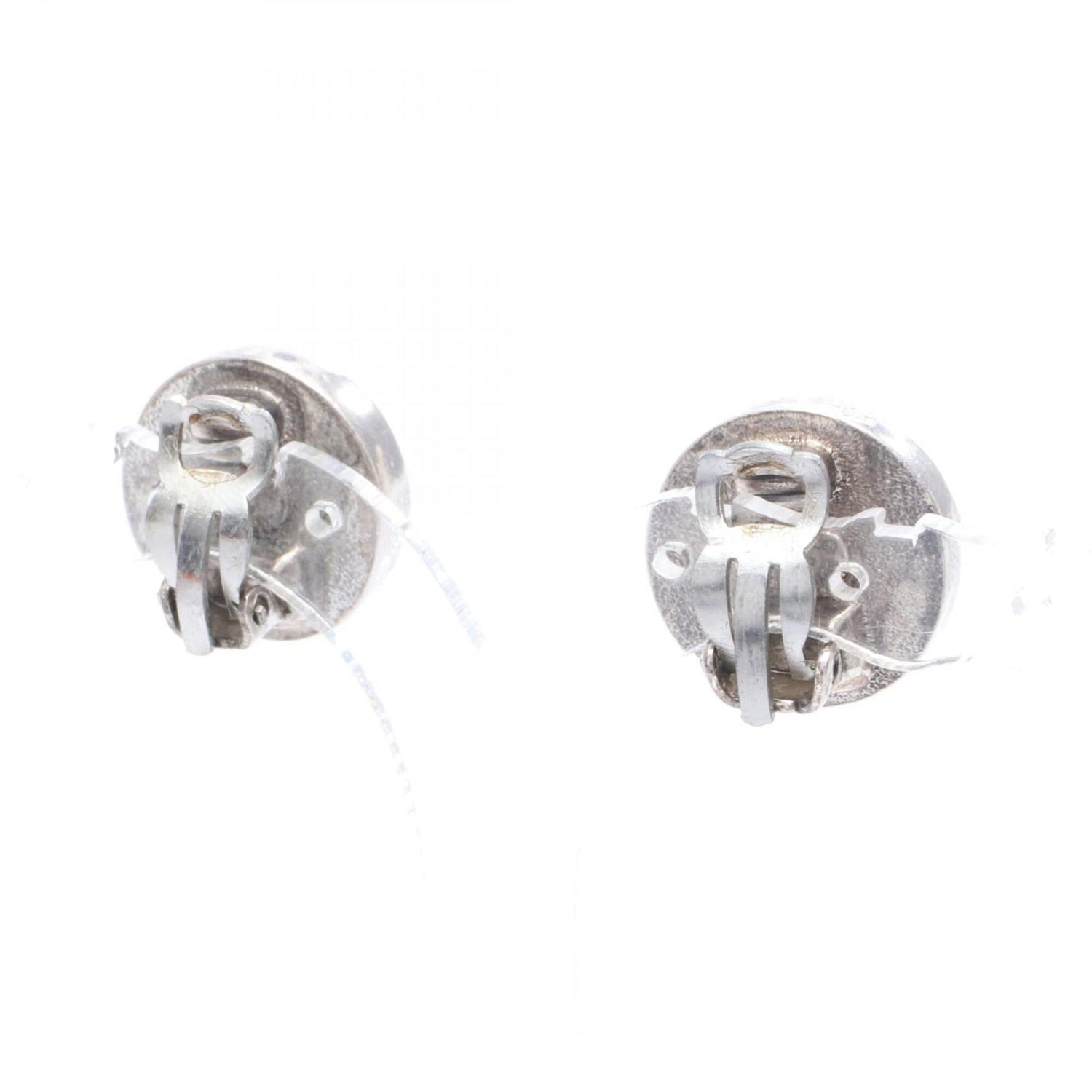 Chanel Coco Mark Circle Earrings, Stainless Steel, Gold Plated (GP), Women's, Silver, Black,