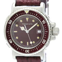 TIFFANY Diver Steel leather Quartz Ladies Watch L0710 Polished — Very Good