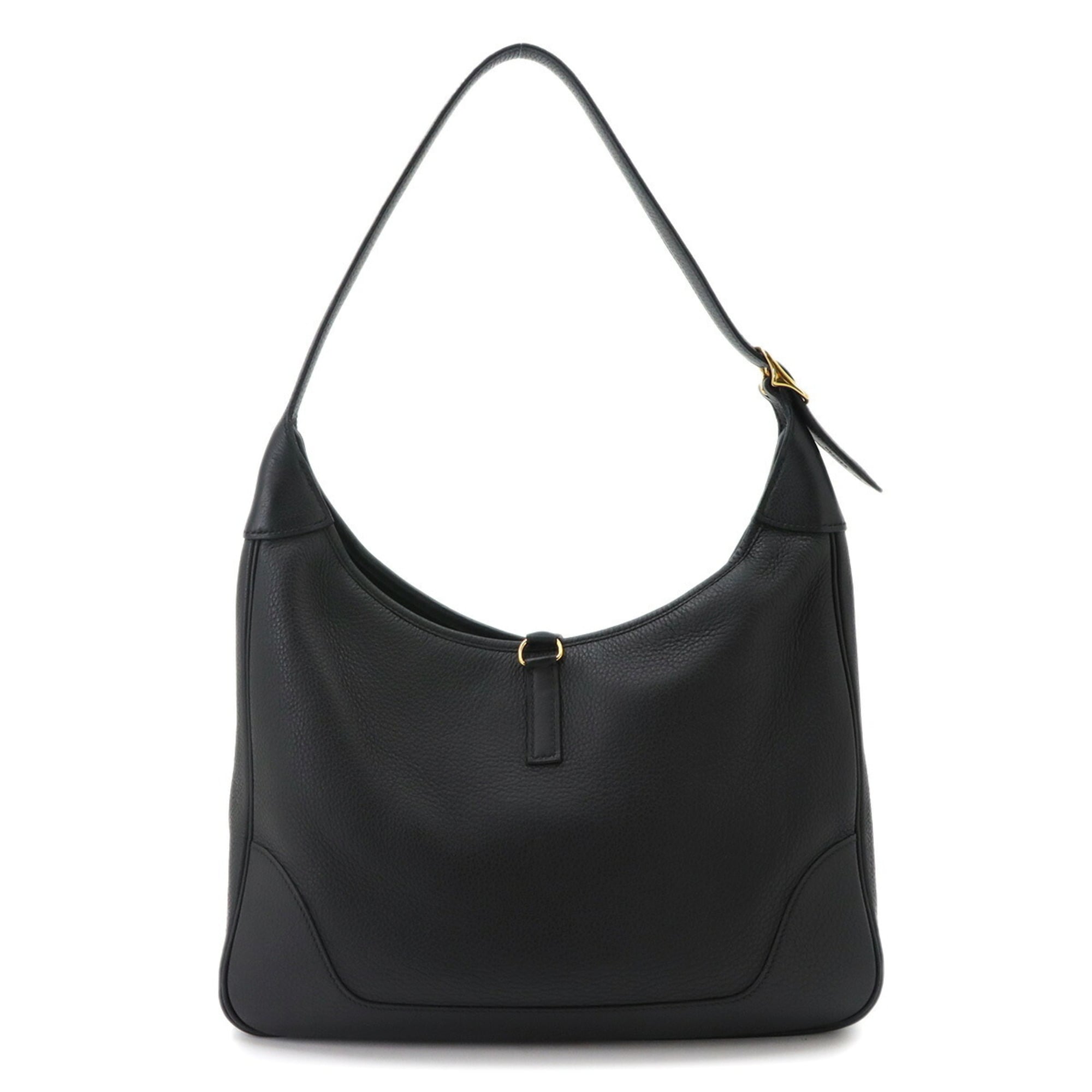 Hermes Trim 31 Shoulder Handbag, Taurillon Clemence Leather, Black, □F Stamp, Gold Hardware — Like New