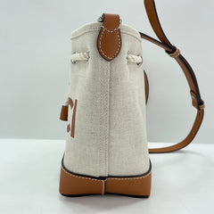 Gucci Lido Collection Logo Print Shoulder Bag, Canvas, Beige — Like New