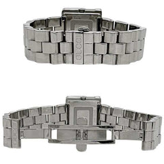 Gucci G-Square Watch f-24540 Black/Silver 3600J Stainless Steel Quartz Movement 0013*** GUCCI Square Battery-Operated Black Dial Two-Hand Analog Men's Women's Boys' Sizes Metal Bracelet — Very Good