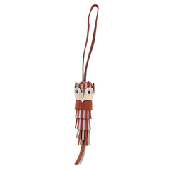 Hermes Chouette Owl Accessory Bag Charm, Agneau Milo Swift Epsom Leather, Pain d'Épice, Mauve Père, Sienne, Nata, W Stamp — New - Store Return