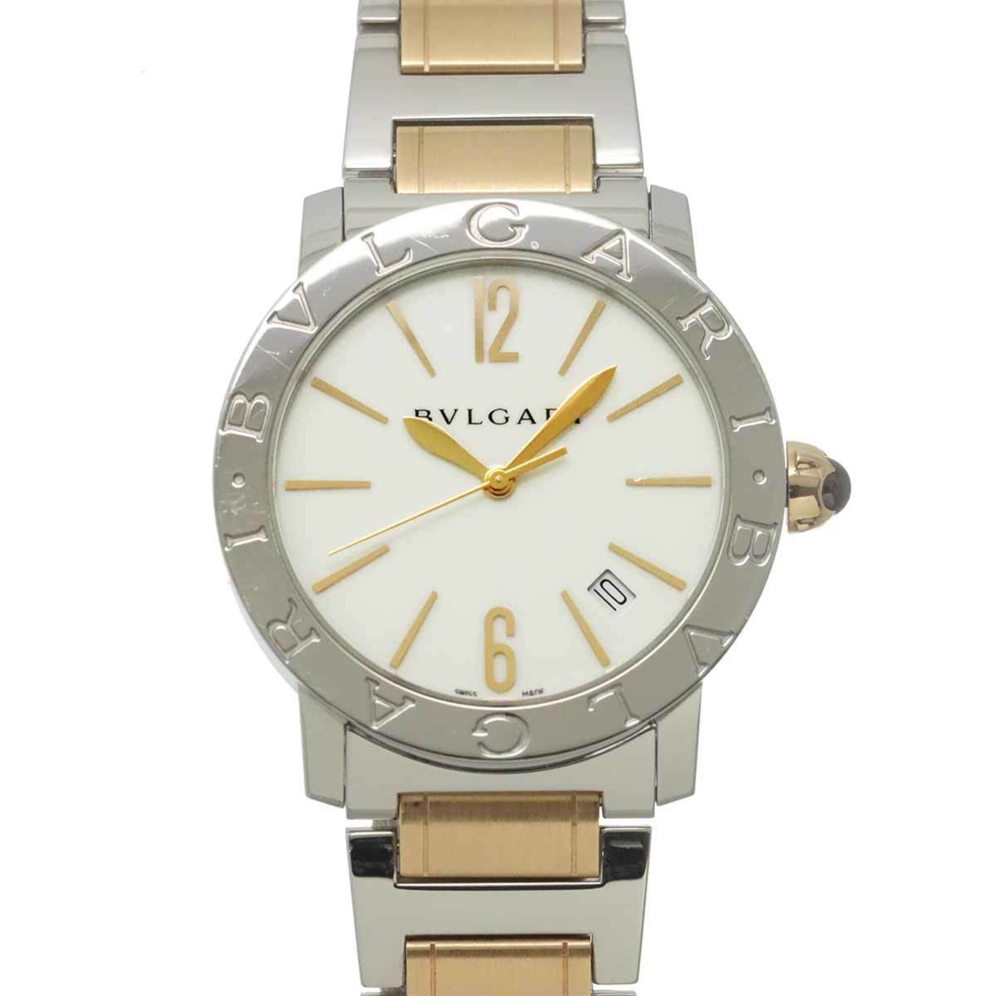 BVLGARI BBL37S Men's Watch PG Pink Gold Date White Automatic Self-winding — Very Good