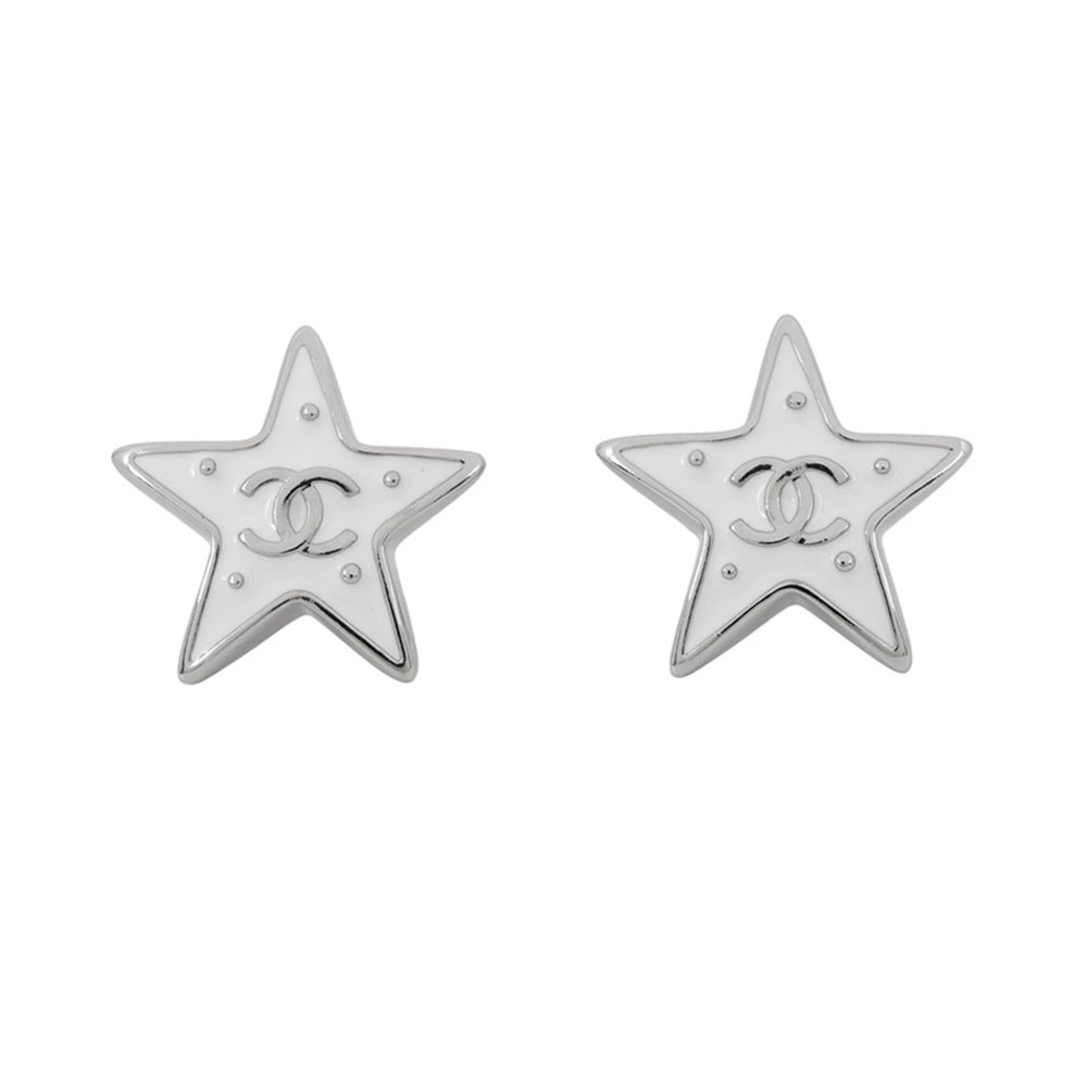 Chanel Cosmo Star Earrings Coco Mark L26 S ABH462 CHANEL Black Women's — Like New