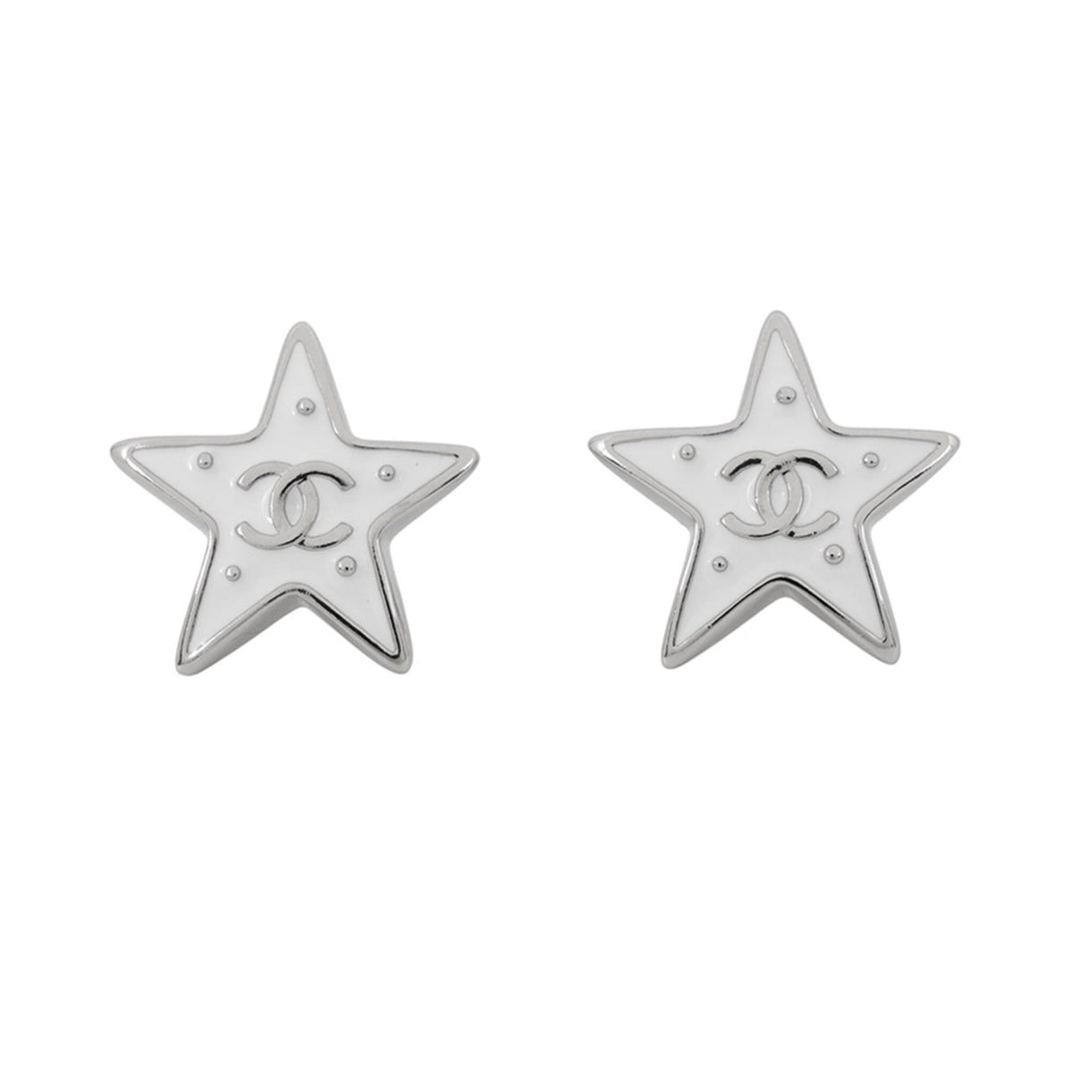 Chanel Cosmo Star Earrings Coco Mark L26 S ABH462 CHANEL Black Women's — Like New