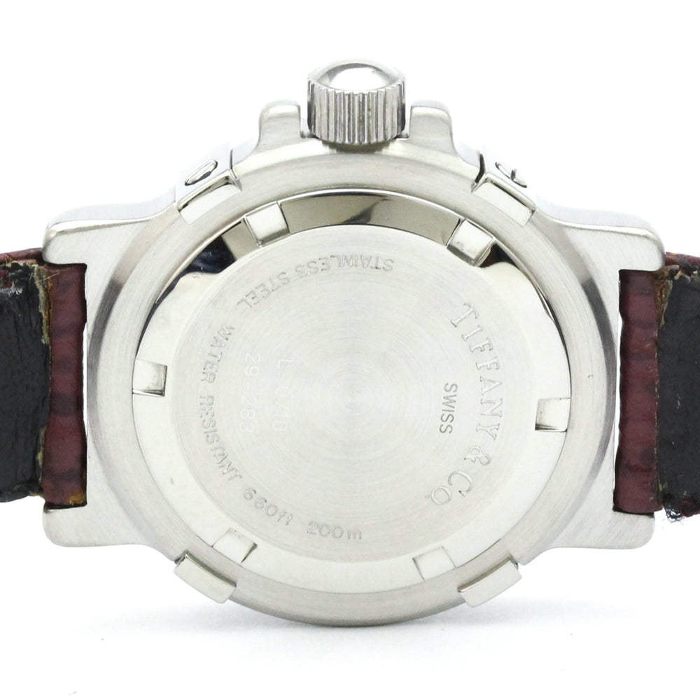 TIFFANY Diver Steel leather Quartz Ladies Watch L0710 Polished — Very Good