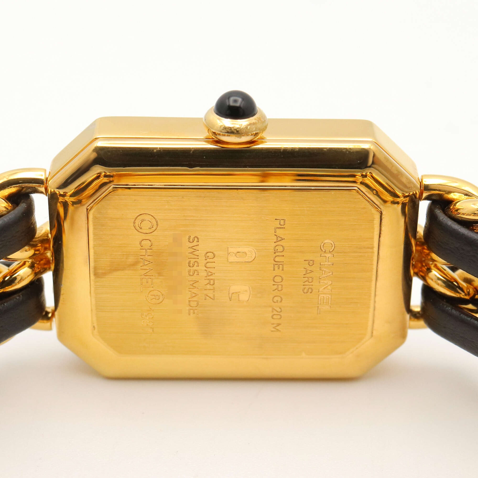 Chanel CHANEL Première S Watch, Gold Plated (GP), Leather Strap, Women's, Black, H0001 — Very Good