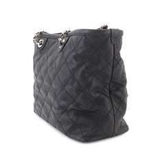 Chanel Matelasse Chain Tote Handbag, Caviar Leather, Black, A92754, Silver Hardware — Like New