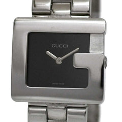 Gucci G-Square Watch f-24540 Black/Silver 3600J Stainless Steel Quartz Movement 0013*** GUCCI Square Battery-Operated Black Dial Two-Hand Analog Men's Women's Boys' Sizes Metal Bracelet — Very Good