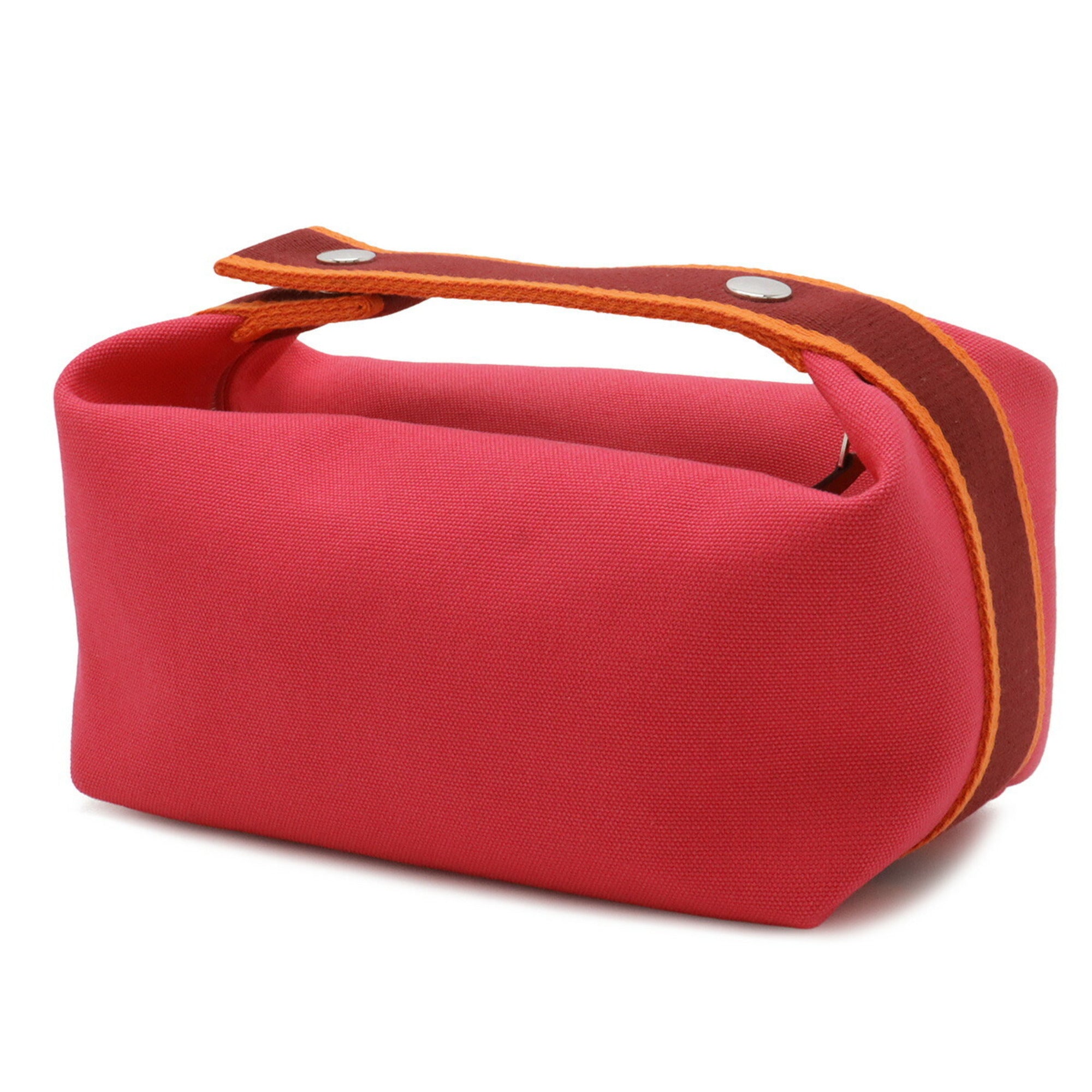 HERMES Bride à Black PM Bus Pouch Handbag Canvas Hibiscus Pink H104222M — New - Store Return