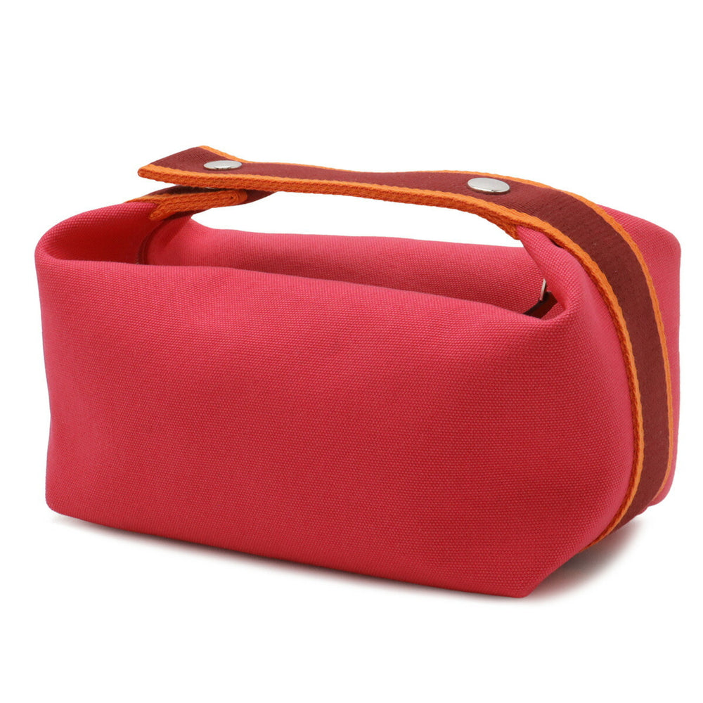 HERMES Bride à Black PM Bus Pouch Handbag Canvas Hibiscus Pink H104222M — New - Store Return