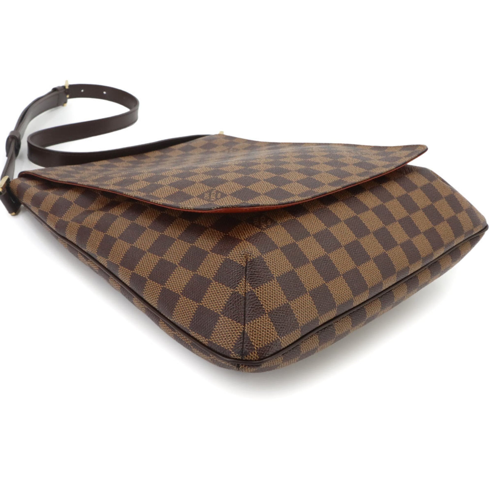 Louis Vuitton Damier Musette Shoulder Handbag, Ebene Brown, N51302, Gold Hardware — Like New