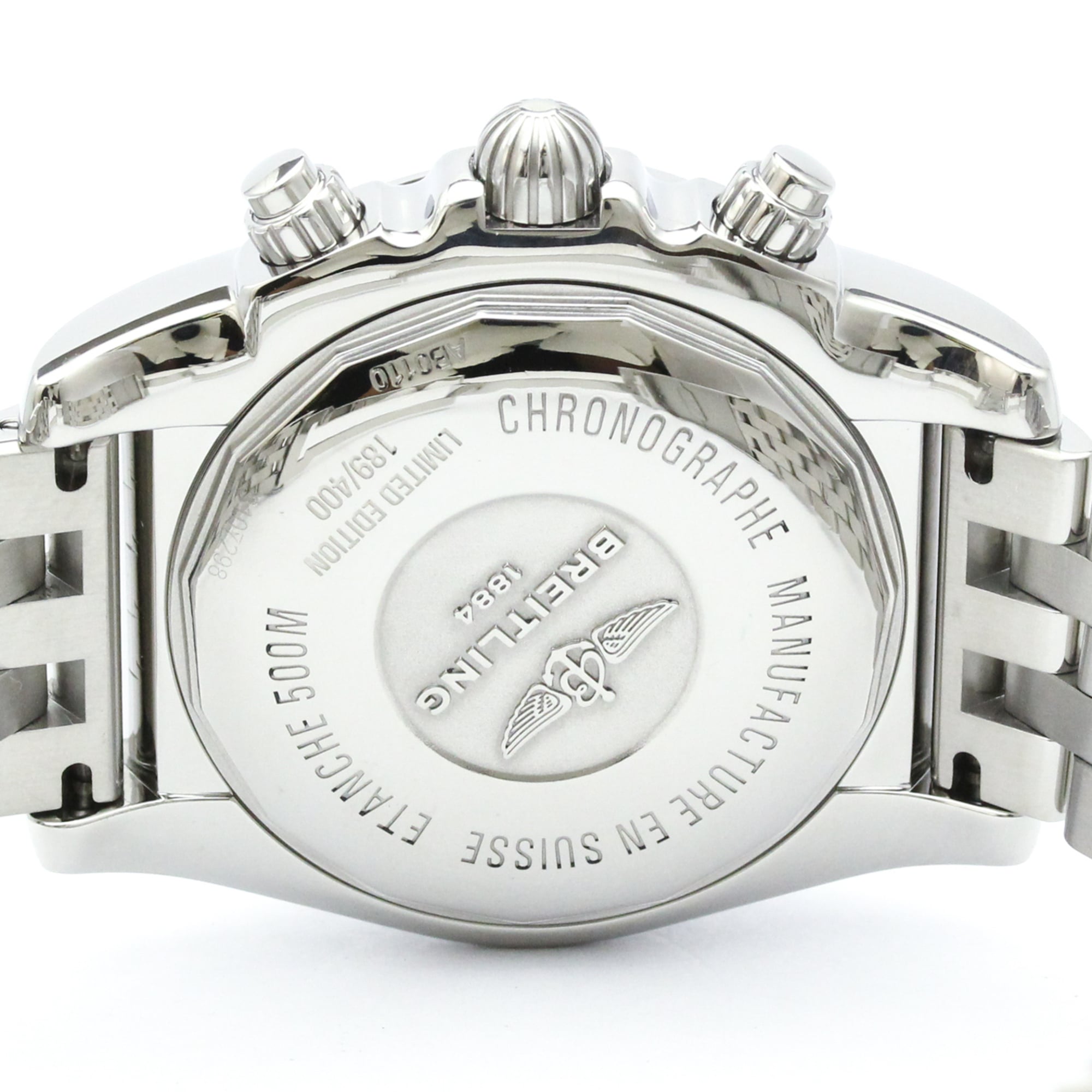 BREITLING Chronomat 44 Japan LTD Blue MOP Dial Watch AB0110 Polished — Very Good