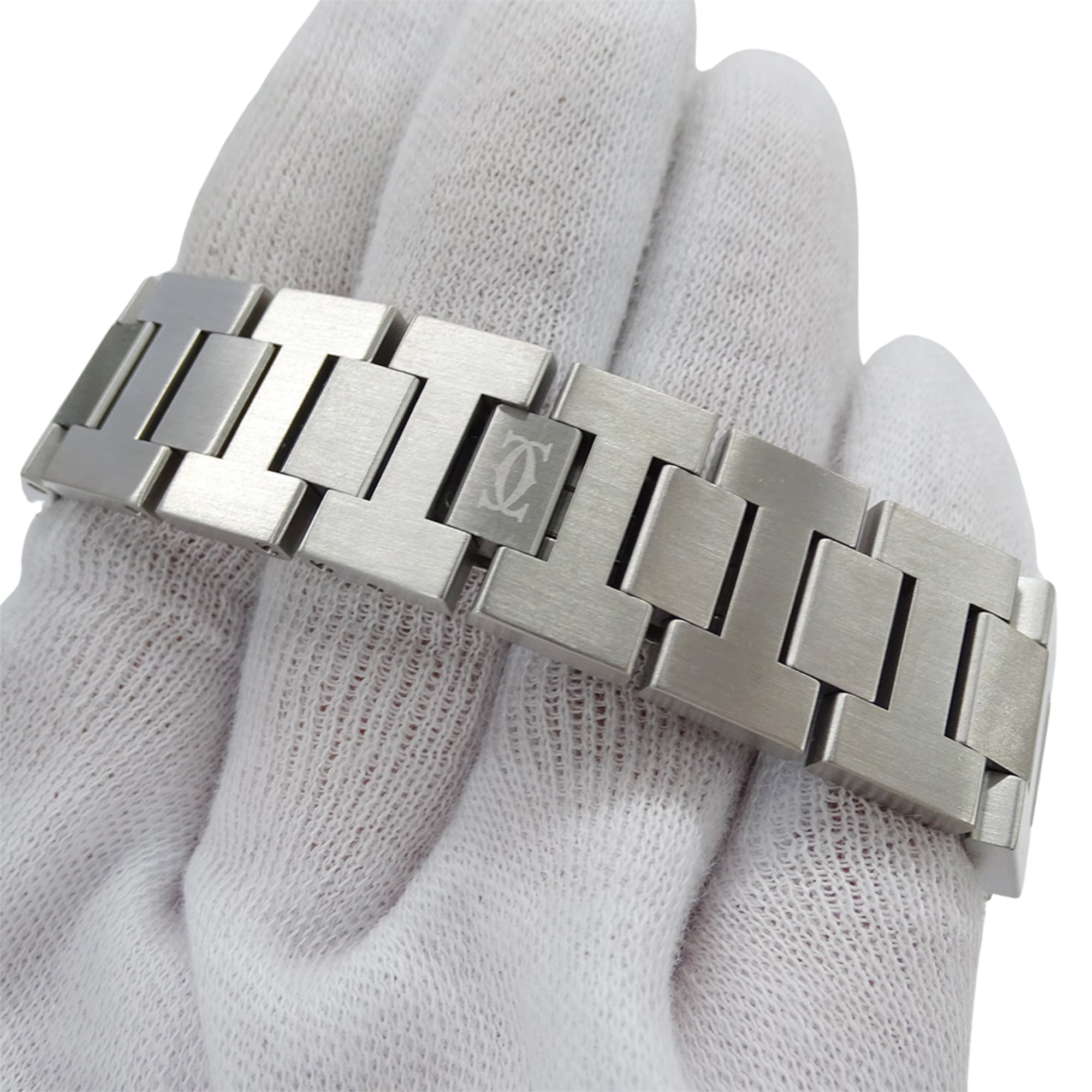 Cartier Pasha C Date Automatic Watch for Boys, Stainless Steel (SS) W31074M7, Silver & White — Good