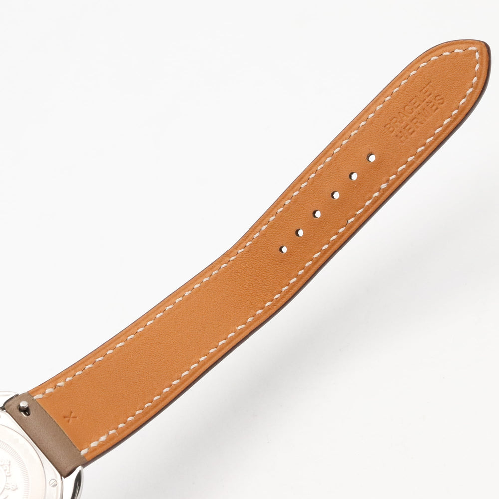 Hermes Arceau watch, stainless steel, leather strap, boys' size, white, AR5.510 — Very Good