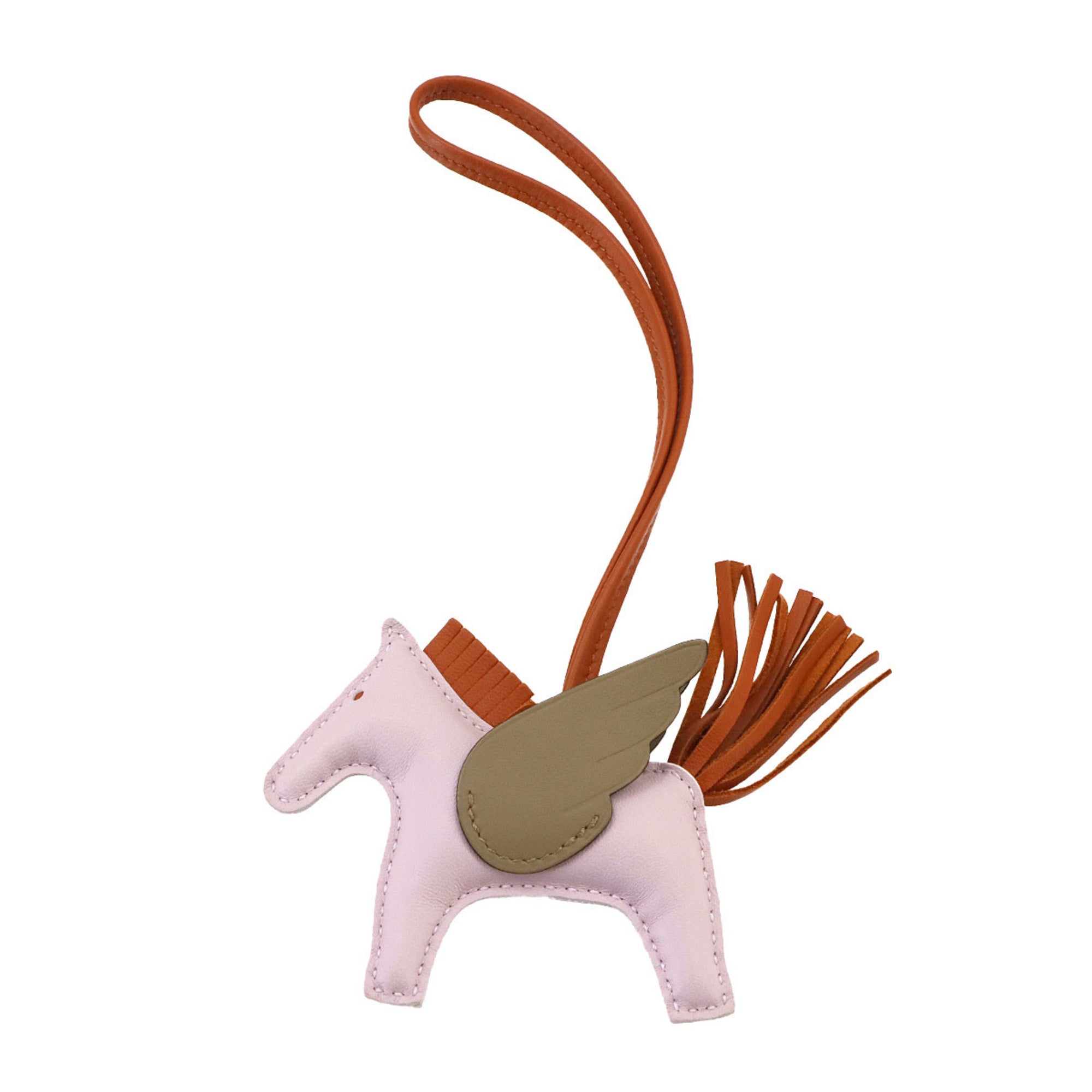 Hermes Rodeo Pegasus PM Accessory Bag Charm, Agneau Milo, Mauve Pale Beige, Malfa, Pampides, W Stamp — New - Store Return
