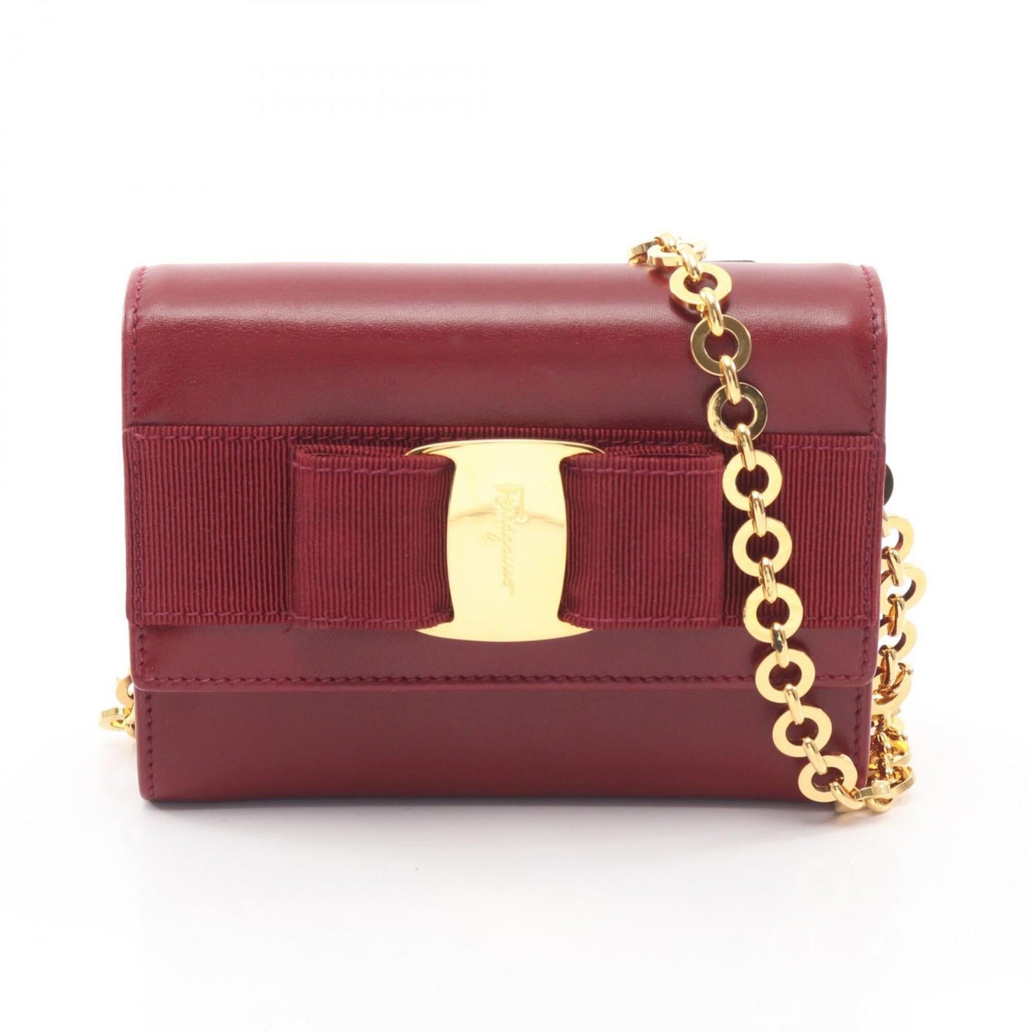 Salvatore Ferragamo Vara Ribbon Shoulder Bag/Handbag, Leather, Women's, Bordeaux