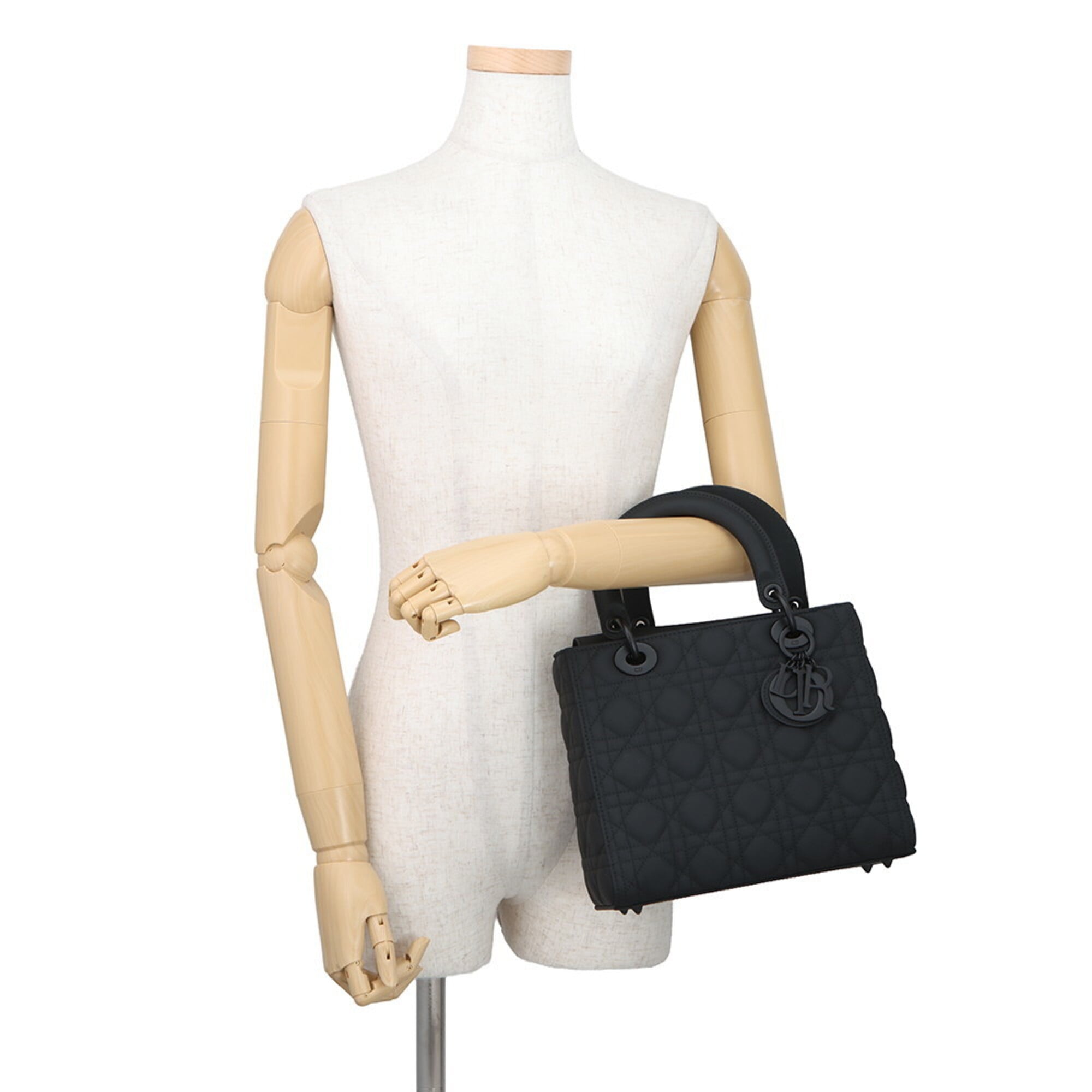 Christian Dior Lady Medium Ultra Matte Calfskin Handbag M0565SLOI_M989 2-way Shoulder Bag Black Women's — Like New