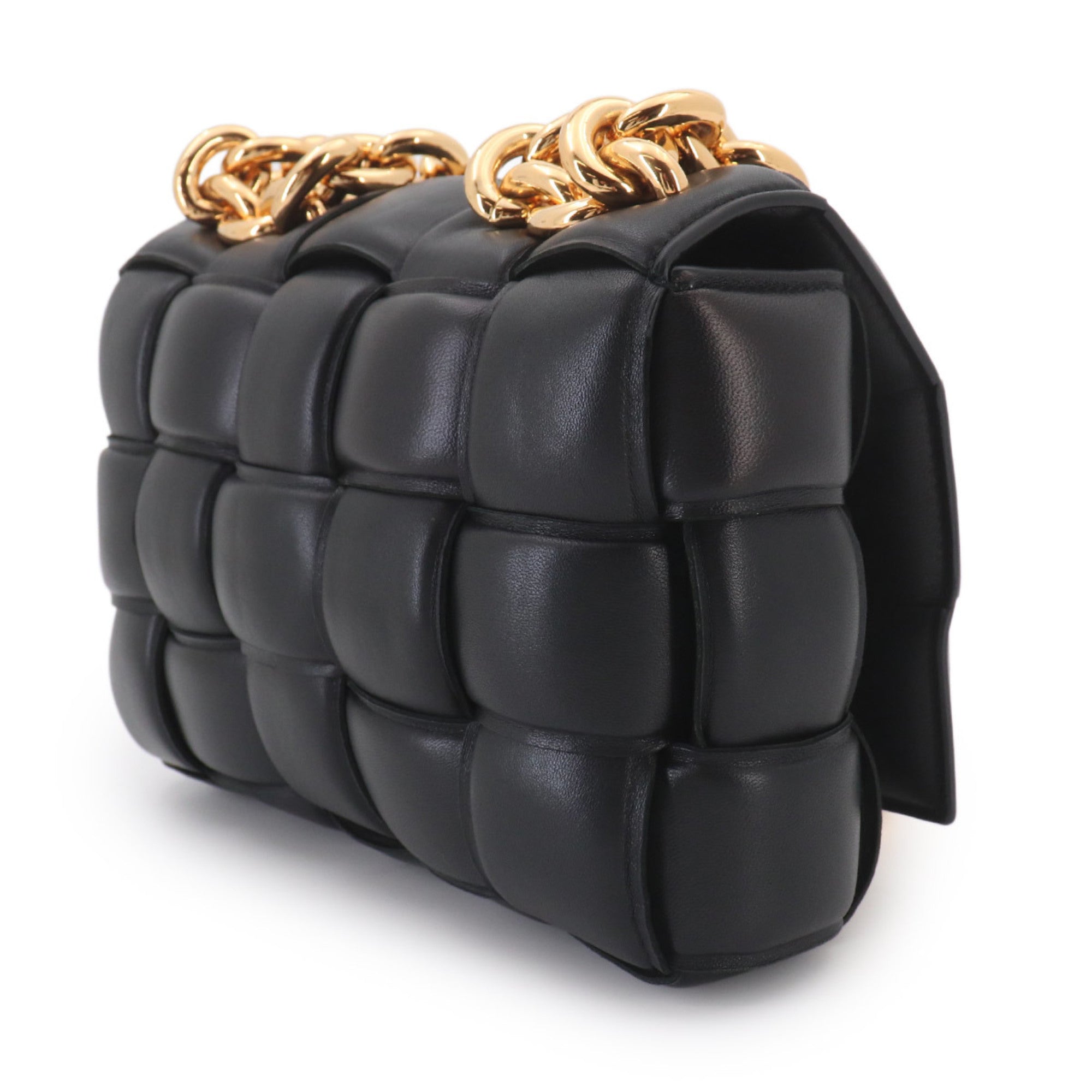 Bottega Veneta Intrecciato Chain Cassette 2-way Hand/Shoulder Handbag Leather Black 631421 — New - Store Return