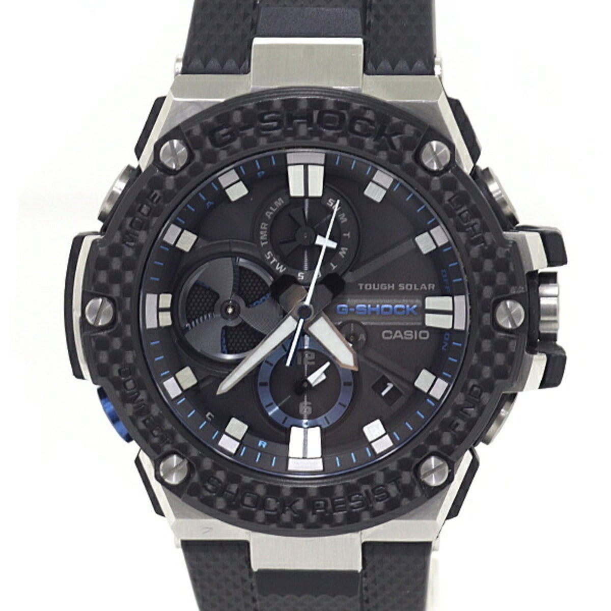 CASIO G-Shock G-STEEL GST-B100 Men's Watch, Tough Solar, 20 ATM Water Resistant, Black/Blue — Very Good