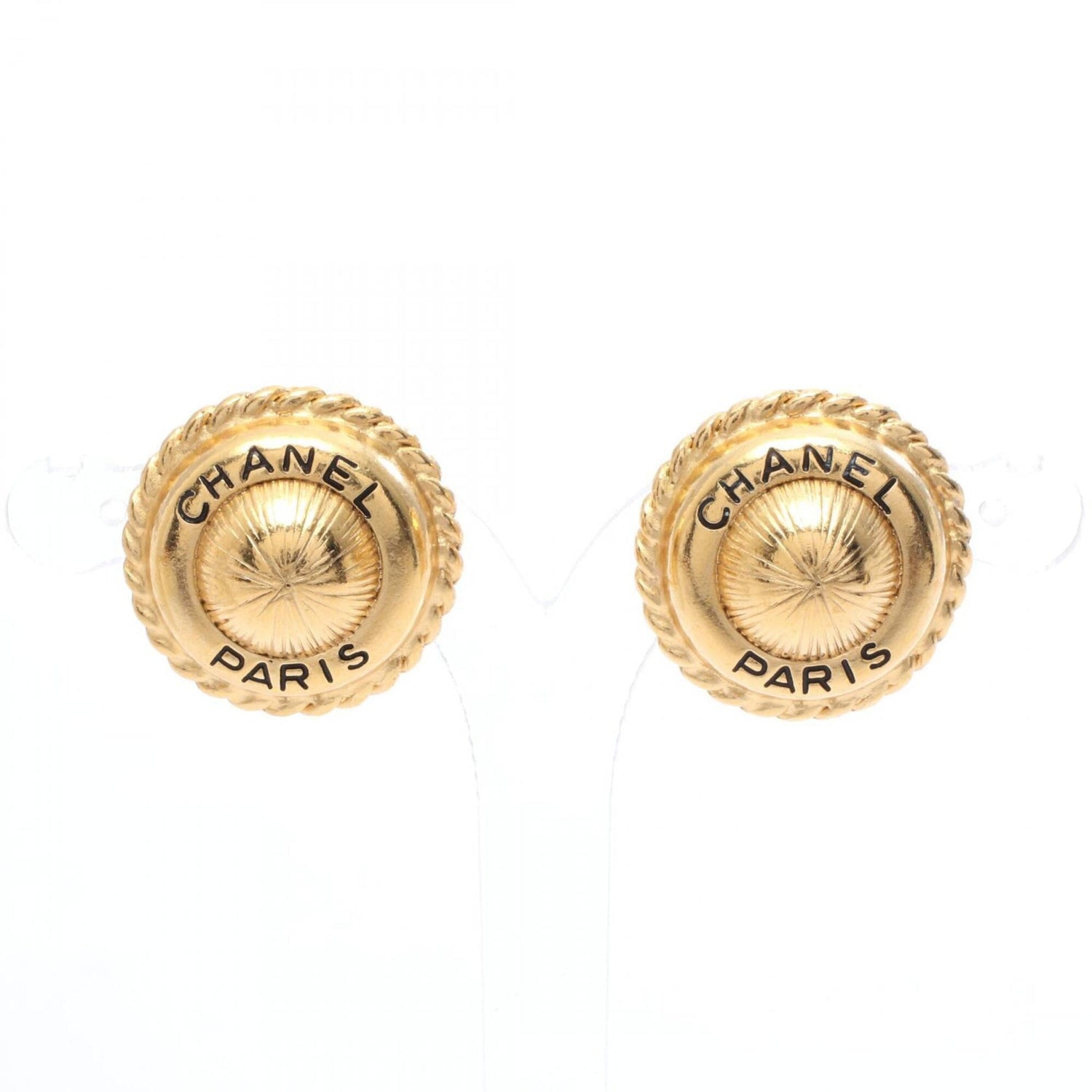 Chanel Circle Logo Earrings, Gold Plated (GP), Women's, Tone