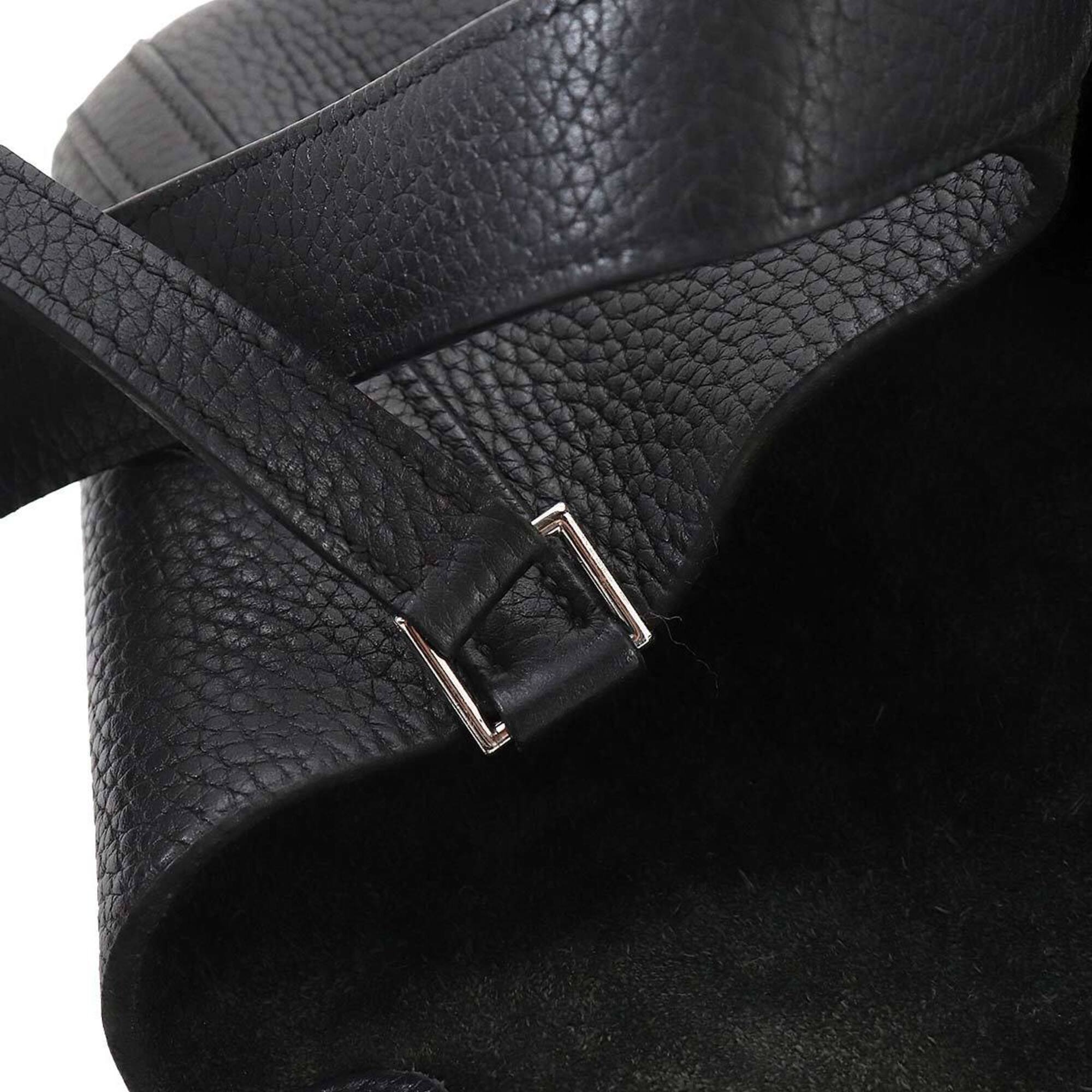 Hermes Picotin MM Handbag, Taurillon Clemence Leather, Black, Silver Hardware — Like New
