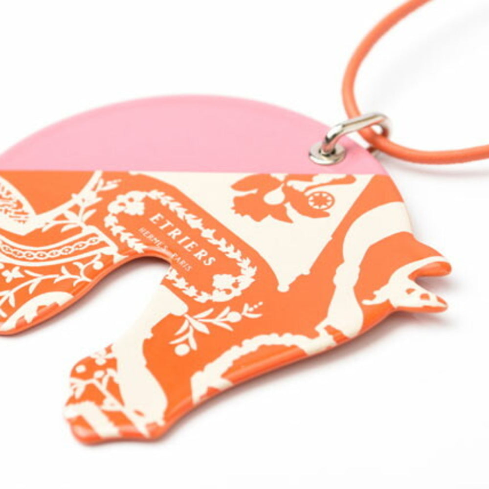 Hermes Necklace Pendant HERMES Choker Tattersall TATERSALE GM Orange Multi Rose — Like New