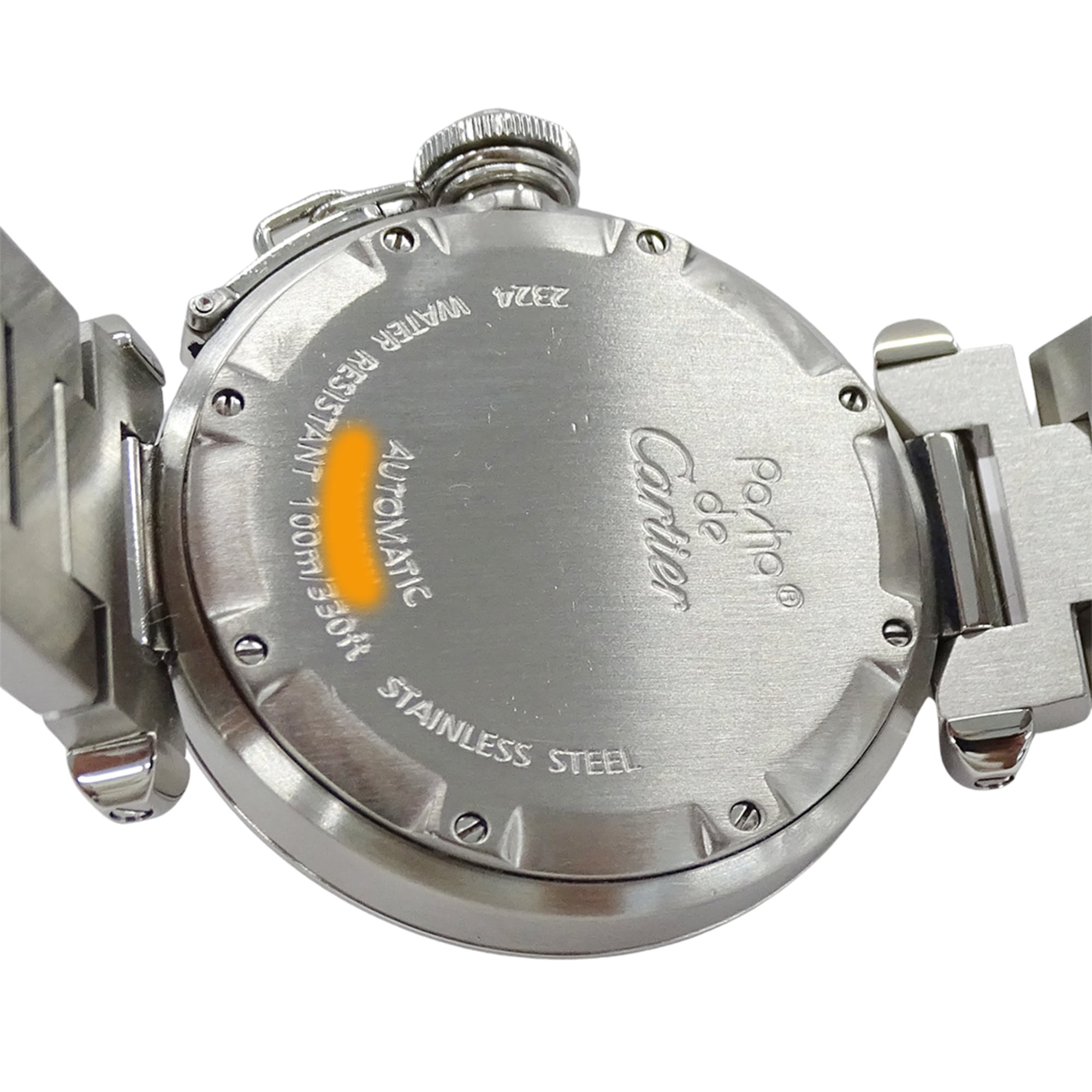 Cartier Pasha C Date Automatic Watch for Boys, Stainless Steel (SS) W31074M7, Silver & White — Good
