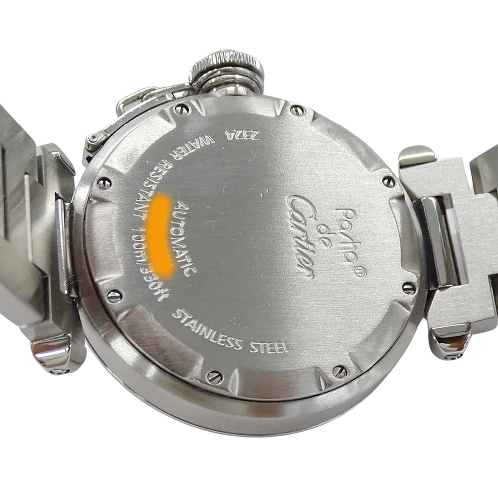 Cartier Pasha C Date Automatic Watch for Boys, Stainless Steel (SS) W31074M7, Silver & White — Good